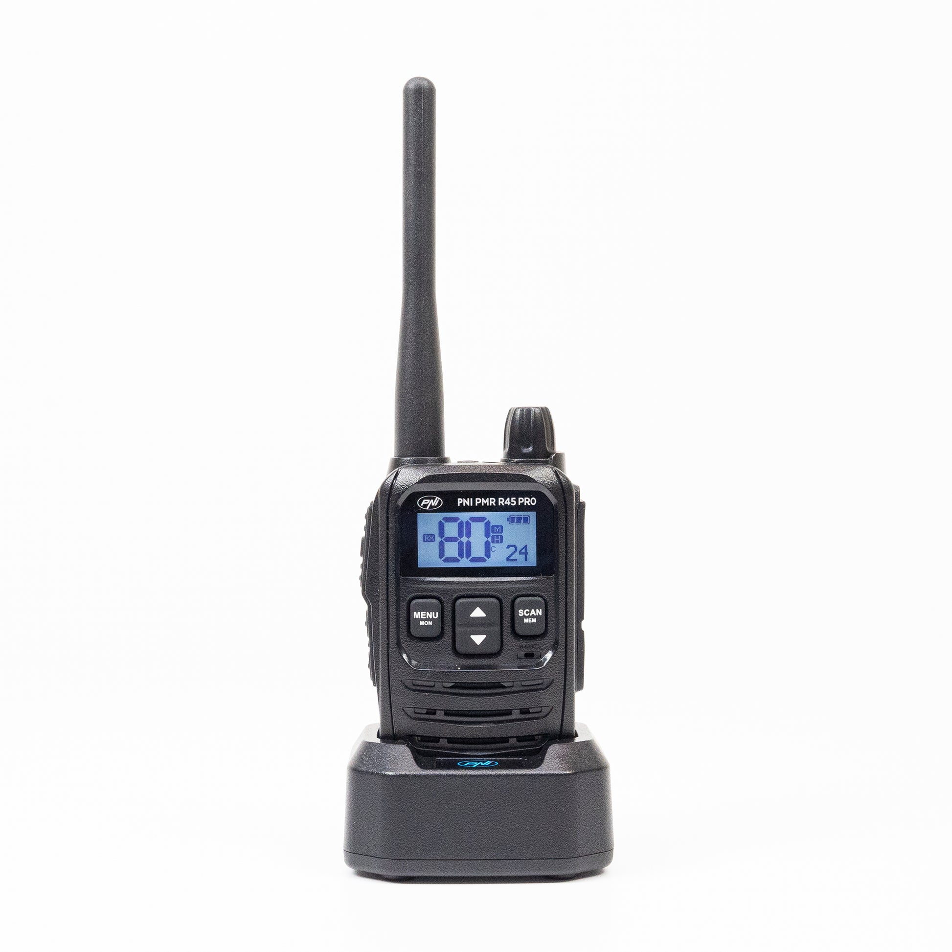 Statie radio portabila PNI PMR R45 PRO 446MHz,  0.5W, 99 canale programabile, 16 PMR si tonuri 38 CTCSS si 104 DCS, Squelch 5 niveluri, VOX, TOT, BCL, Scan, Roger Beep