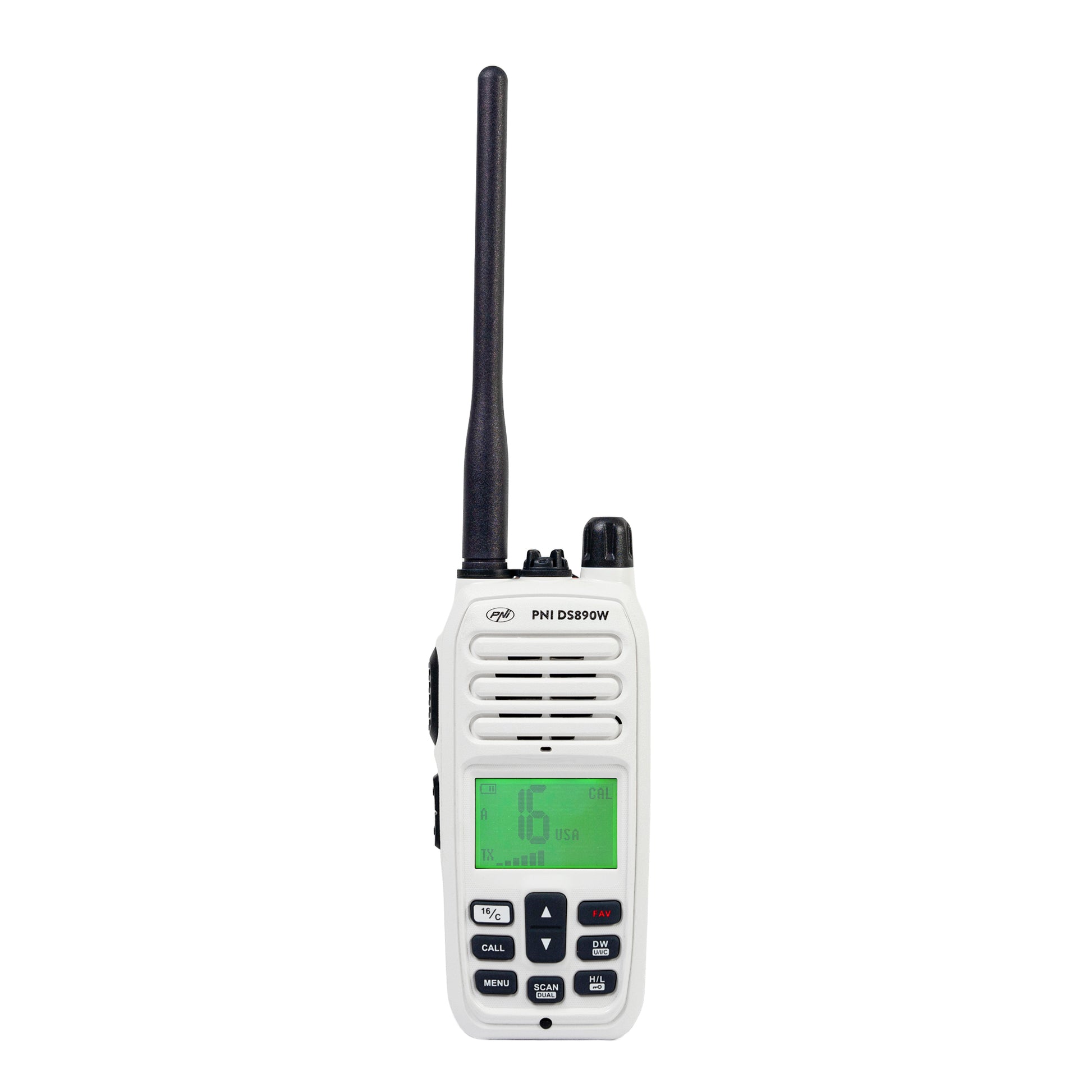 Statie radio maritima portabila PNI DS890W 88 canale, 10 canale meteo, Squelch reglabil, Roger Beep, Dual Watch, Scan, Call, NRC, acumulator 1800mAh, IP67
