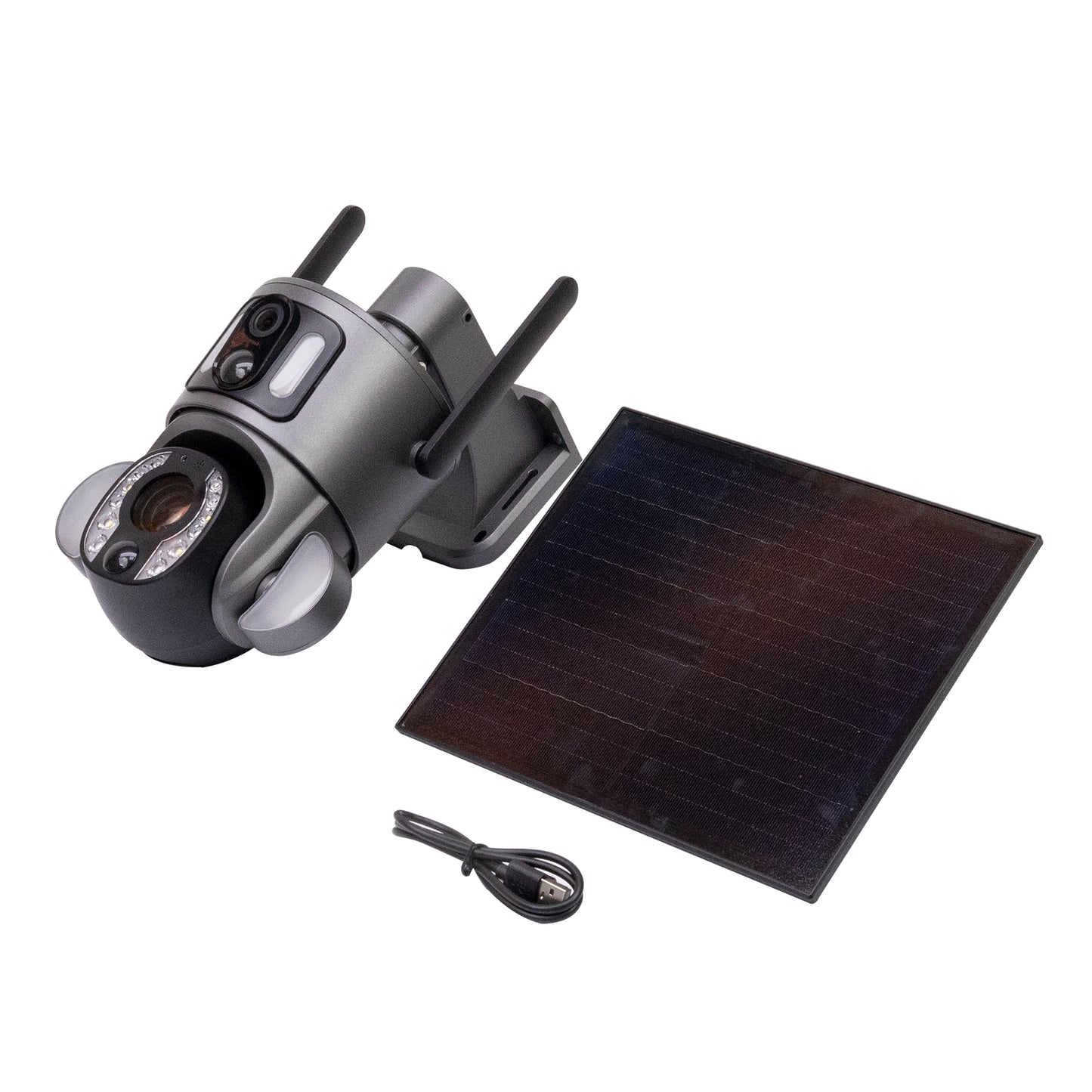 Camera supraveghere video PNI IP753, Wi-Fi, Dual lens, 2 x 2MP, IP66 cu panou solar si acumulator inclus