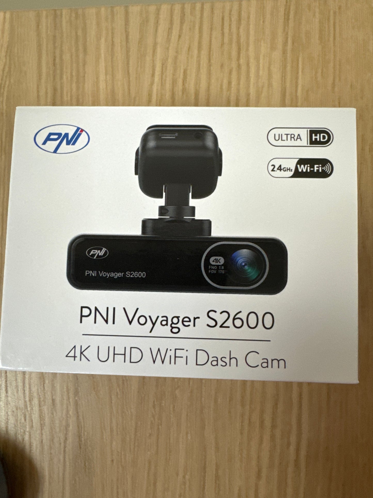 Camera auto DVR PNI Voyager S2600 WiFi, 4K Ultra HD, GPS, fara display, functie Monitorizare parcare, G-sensor, inregistrare video si audio, alimentare 12V/24V