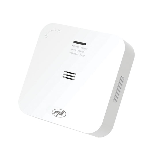 Senzor de monoxid de carbon (CO) wireless PNI SafeHouse HS281S, control din aplicatia Tuya Smart, alimentare baterii AA, alarma sonora si vizuala, alarma silentioasa