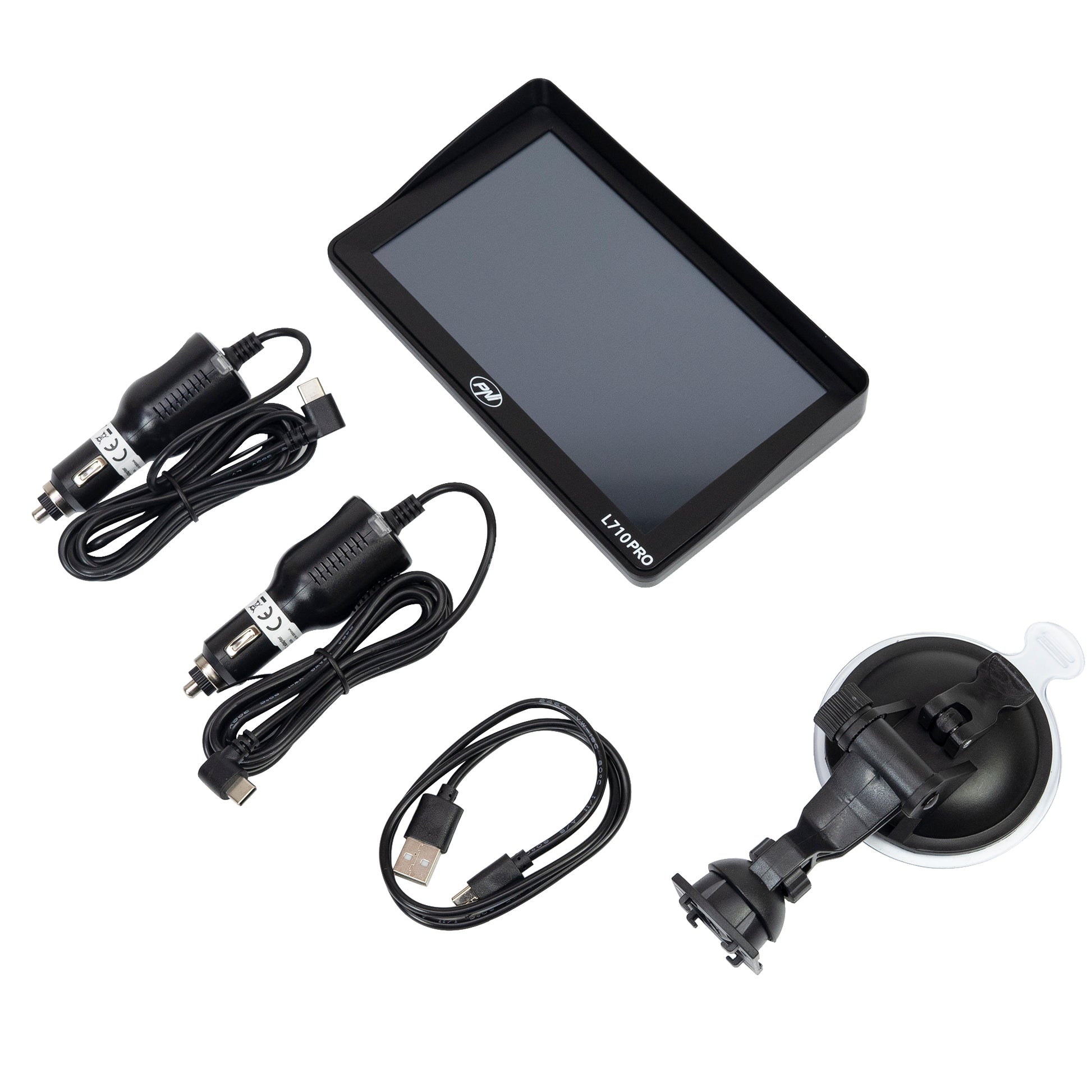 Sistem de navigatie GPS PNI L710 PRO cu parasolar, 7 inch, 800 MHz, 256MB DDR, 16GB memorie interna, FM transmitter, cu doua alimentatoare auto incluse