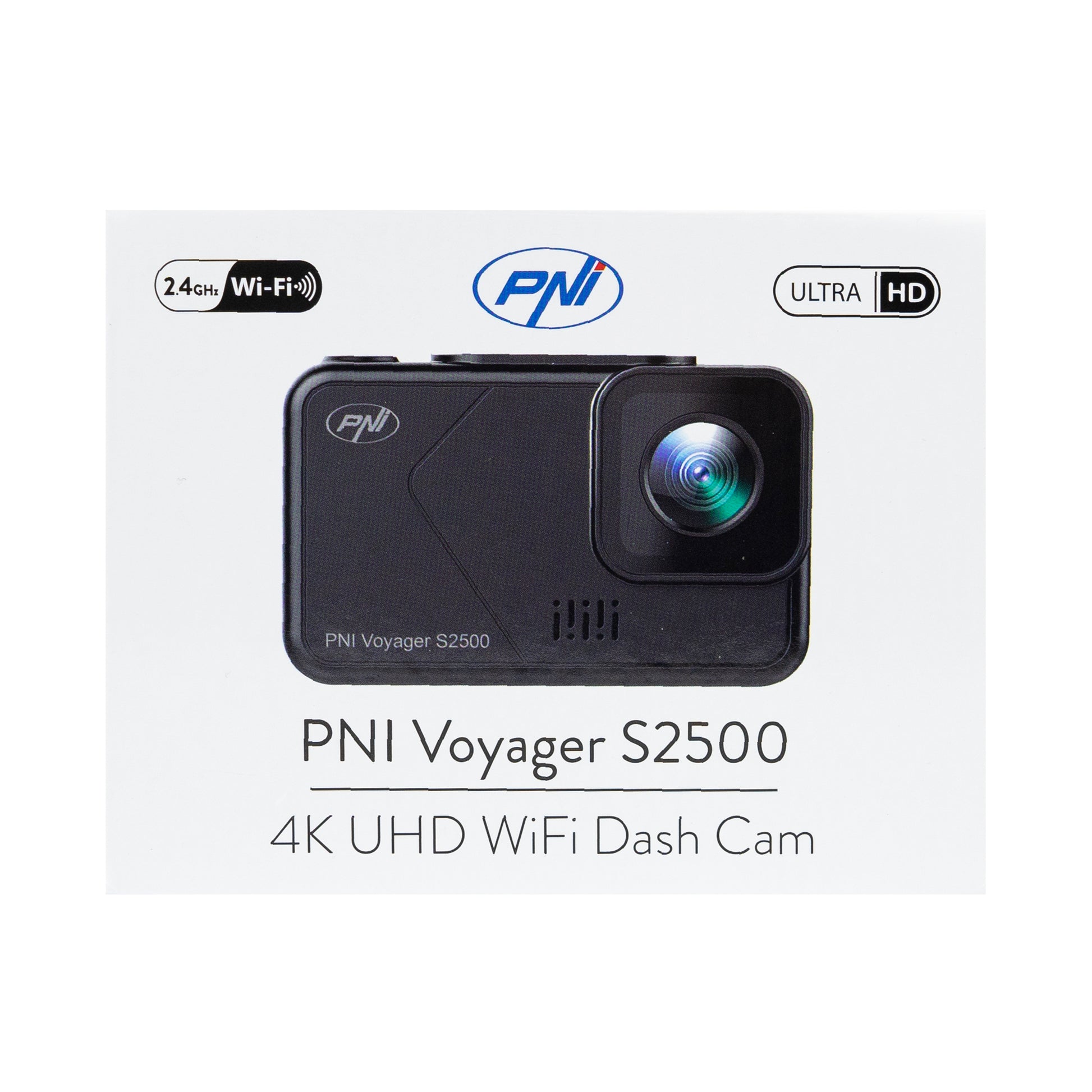 Camera auto DVR PNI Voyager S2500 WiFi, 4K UHD, ecran 2 inch, inregistrare ciclica, monitorizare parcare, detectie miscare, inregistrare video si audio, alimentare 12V/24V
