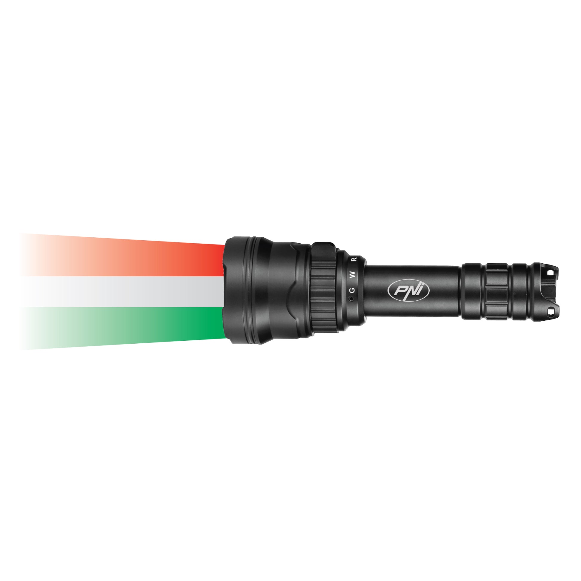 Lanterna PNI Adventure F300 cu LED in 3 culori, alb, rosu, verde, max. 10W, IPX6, distanta 536 m, flux luminos 540 lm, acumulator 18650 3000mAh inclus, incarcator pentru acumulator inclus, functie zoom si dimming
