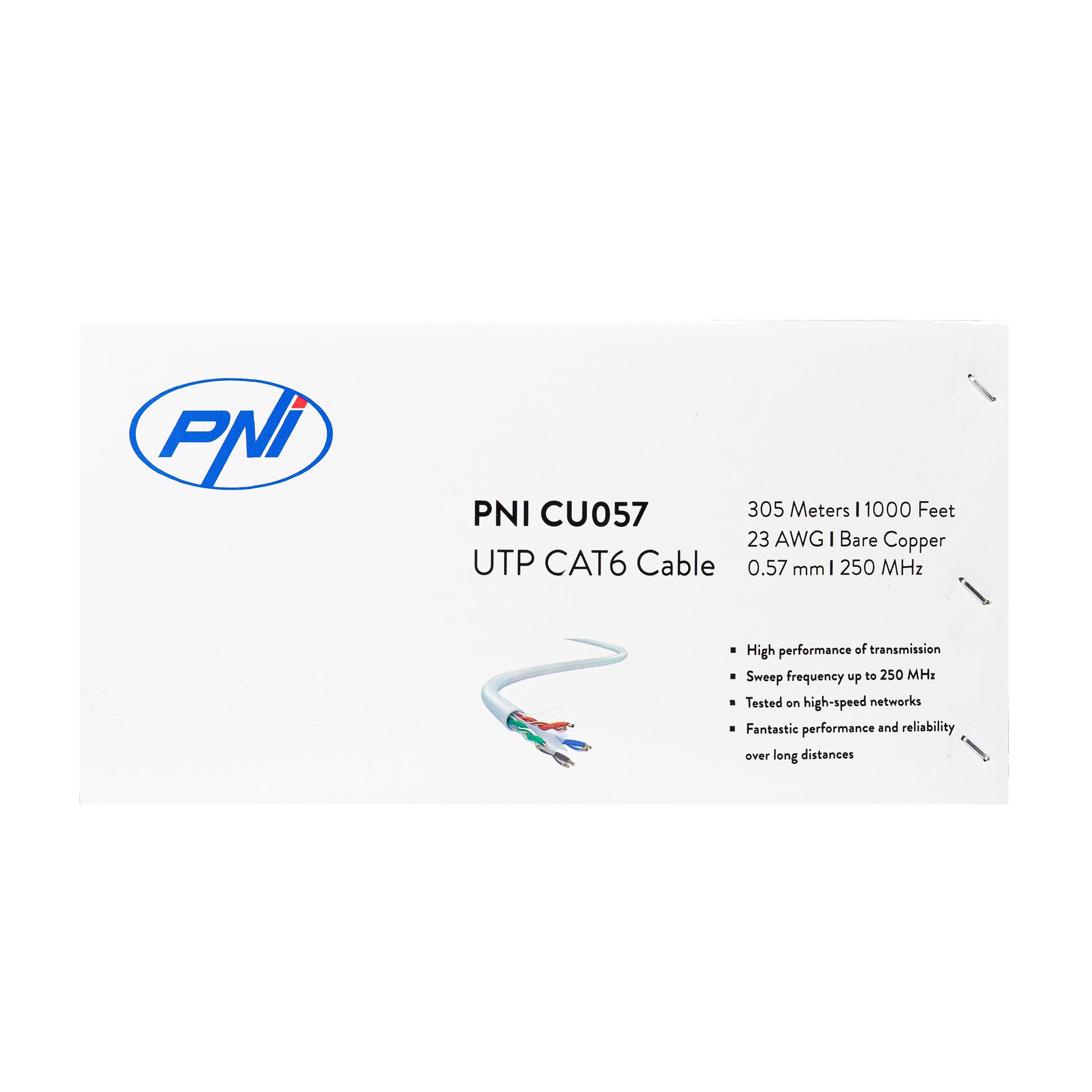 Cablu UTP CAT6 PNI CU057 la metru, cu 4 perechi de fire torsadate din cupru 100%  0.57 mm, pentru internet si sisteme de supraveghere