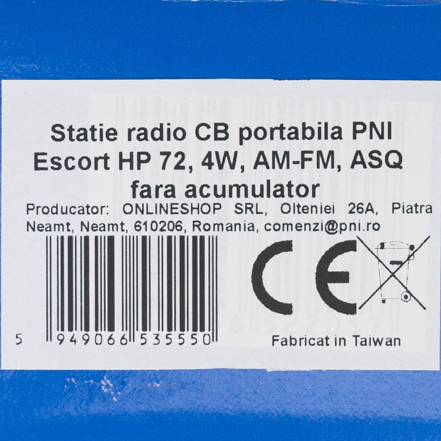 Statie radio CB portabila PNI Escort HP 72 4W, AM-FM, ASQ, Dual Watch, Scan, fara acumulator