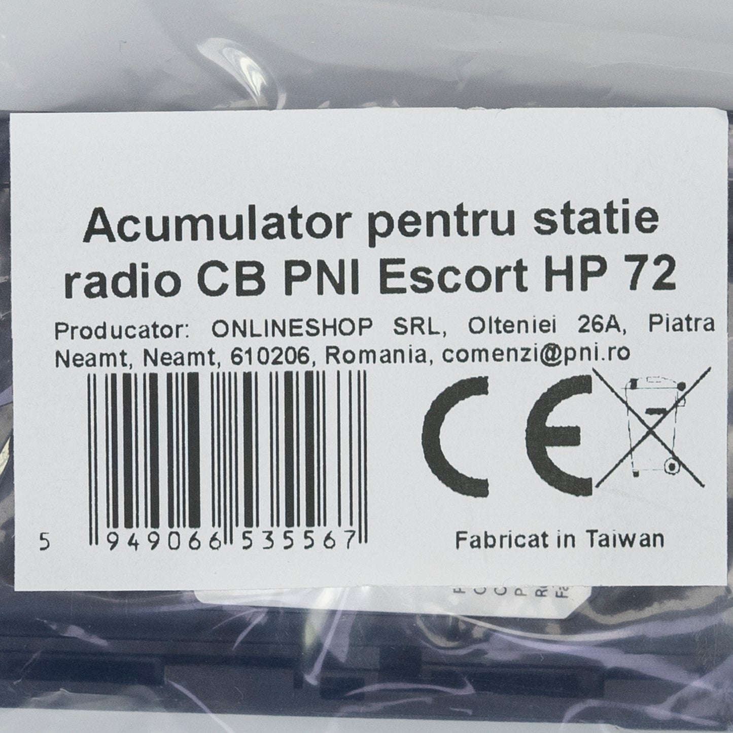 Acumulator PNI PB-HP72, Li-Ion, 2600mAh, pentru statia radio CB PNI Escort HP 72