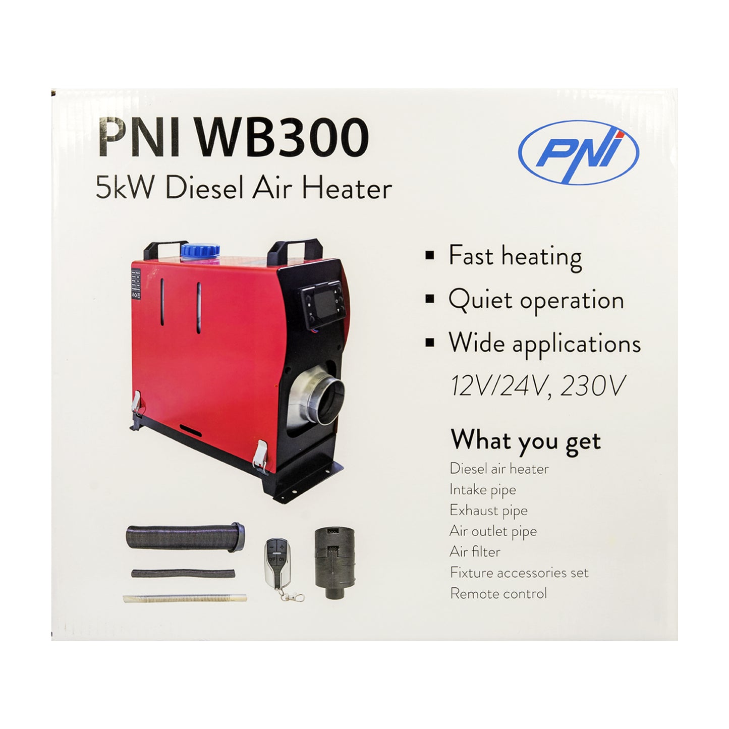 Sistem de incalzire auto stationara PNI WB300 Diesel 5kW 12V, 24V, 230V, 10 niveluri de putere sirocou