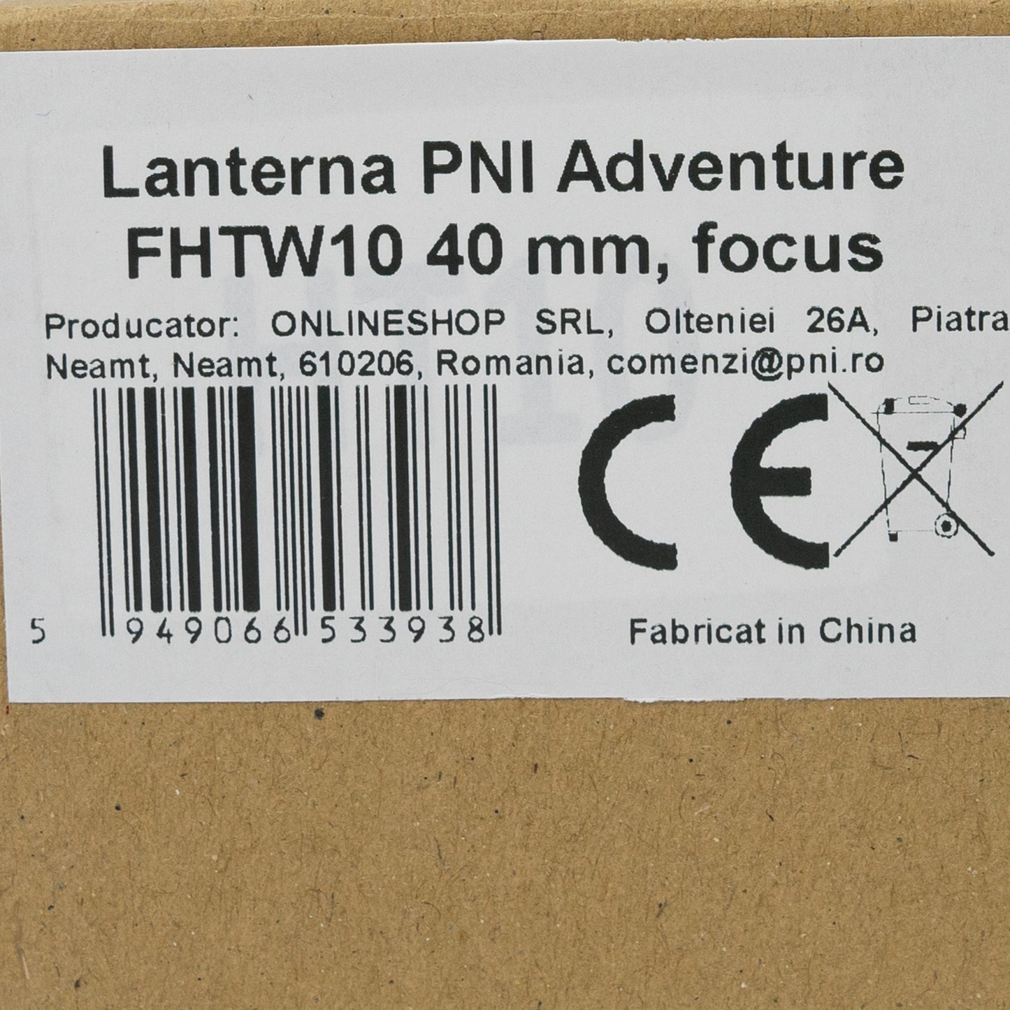 Lanterna PNI Adventure FHTW10, 40m, focus, Li-Ion 3000mAh, 620 lm, pana la 540 m, negru