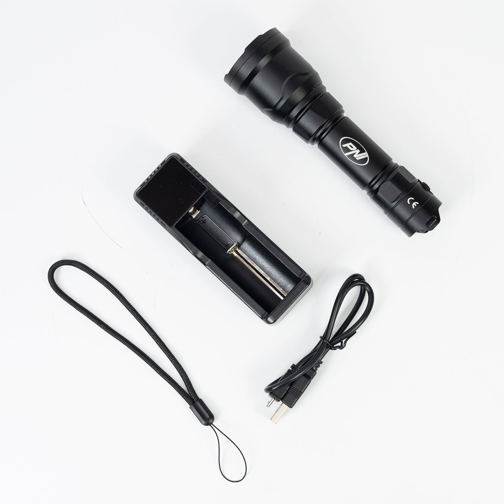 Lanterna PNI Adventure FHTW10, 40m, focus, Li-Ion 3000mAh, 620 lm, pana la 540 m, negru