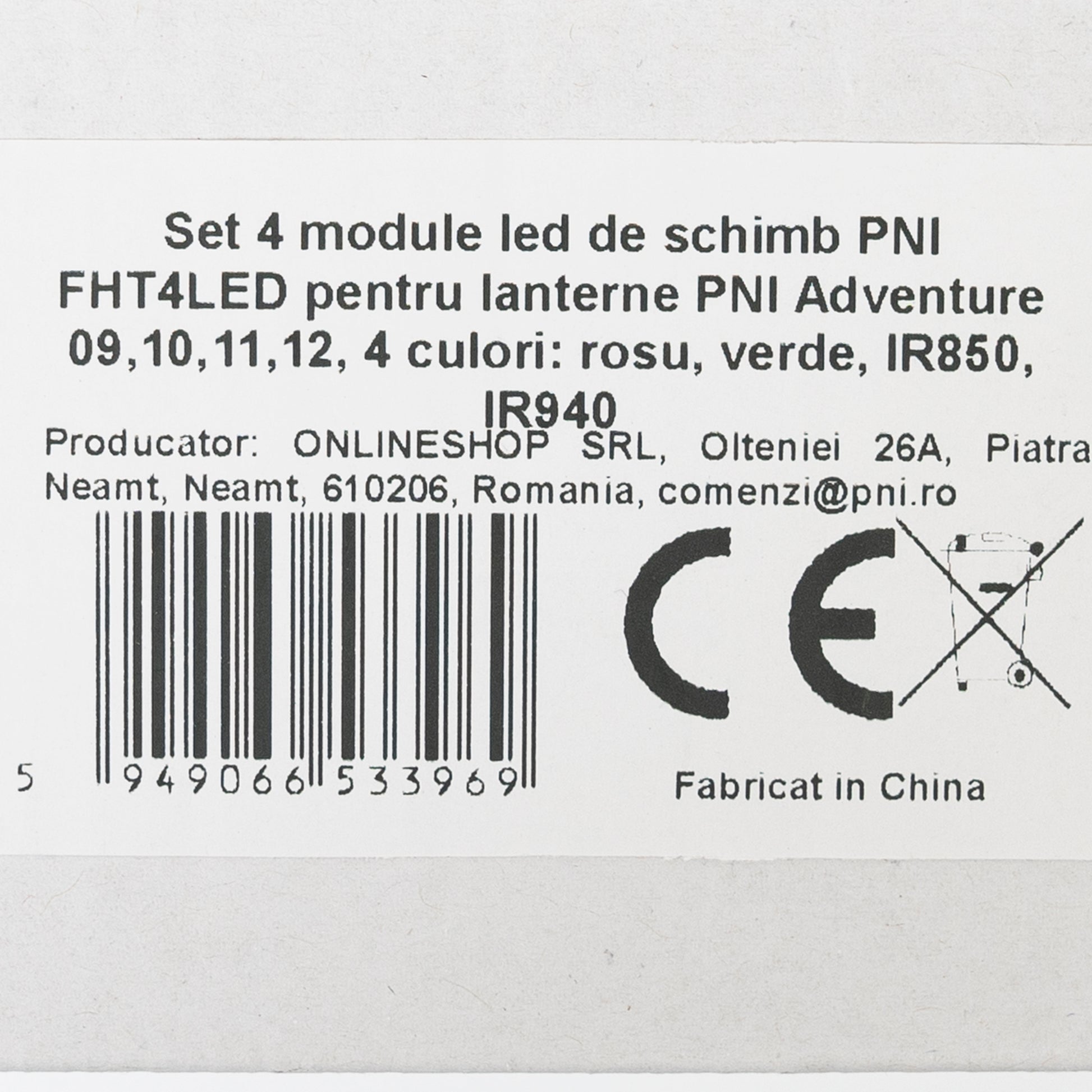 Set 4 module led de schimb PNI FHT4LED pentru lanterne PNI Adventure 09,10,11,12, 4 culori: rosu, verde, IR850, IR940