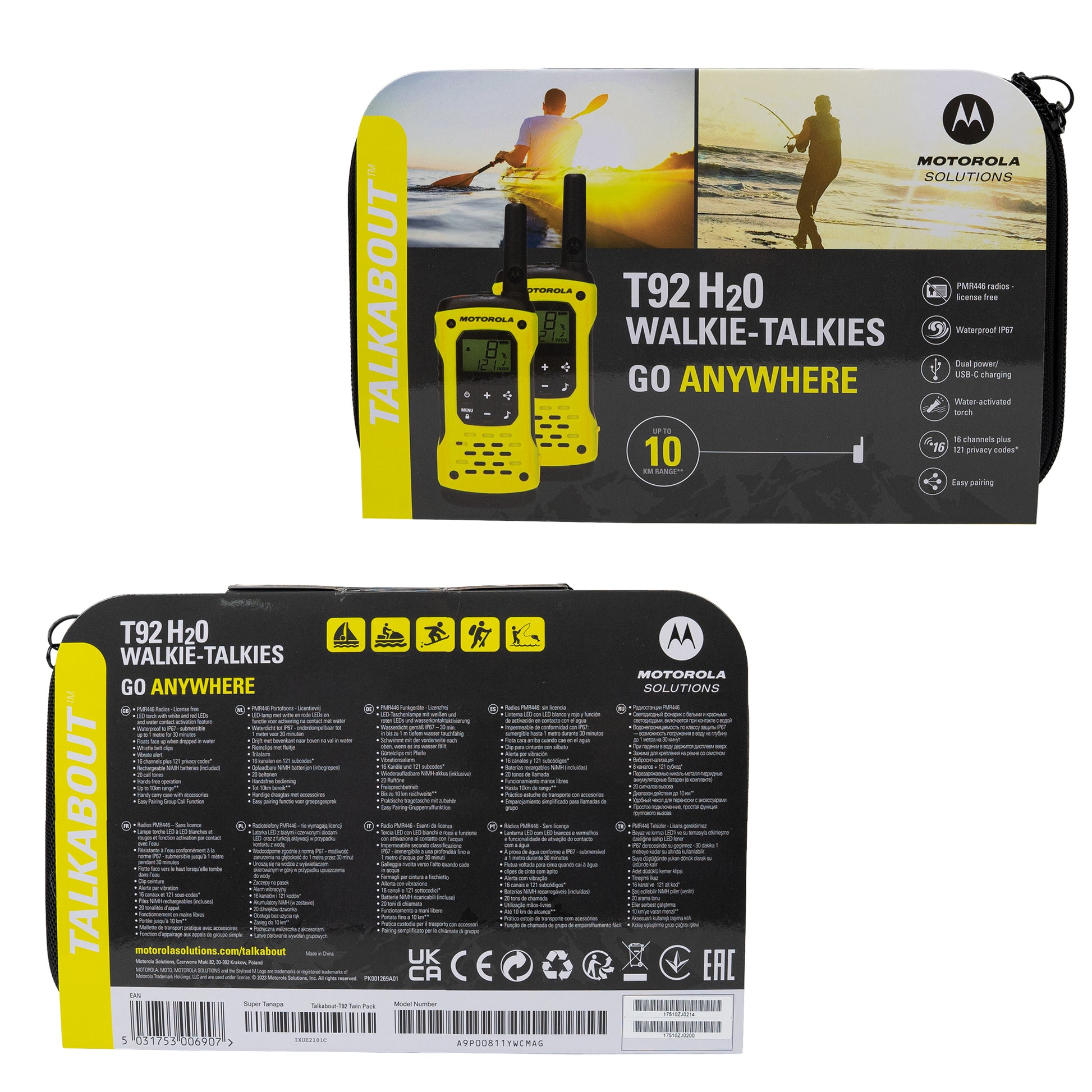 Statie radio PMR portabila Motorola TLKR T92 H2O IP67 set cu 2 buc Galben