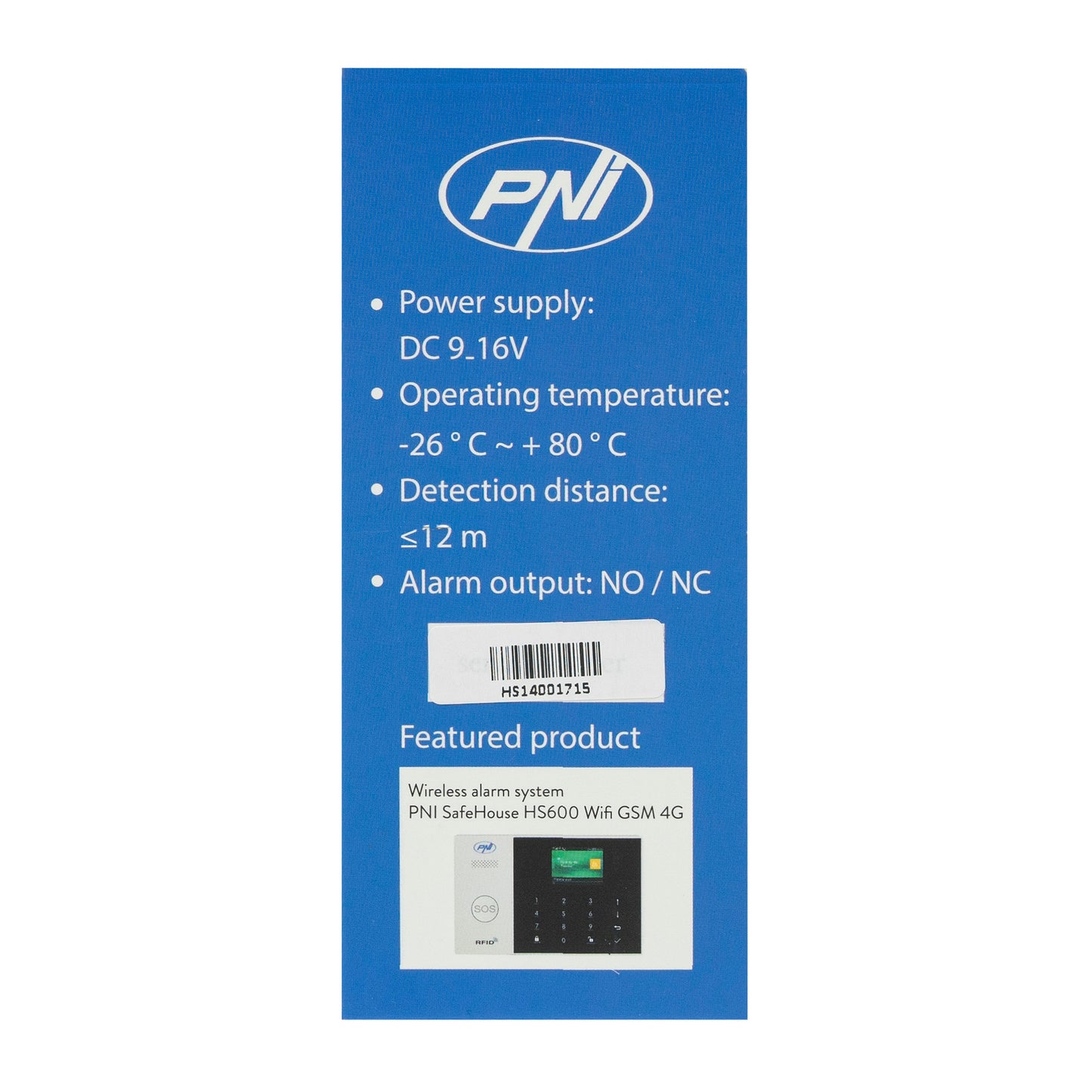 Senzor de miscare PIR cu fir PNI SafeHouse HS140 pentru sisteme de alarma compatibil cu PNI HS600 si PNI HS650