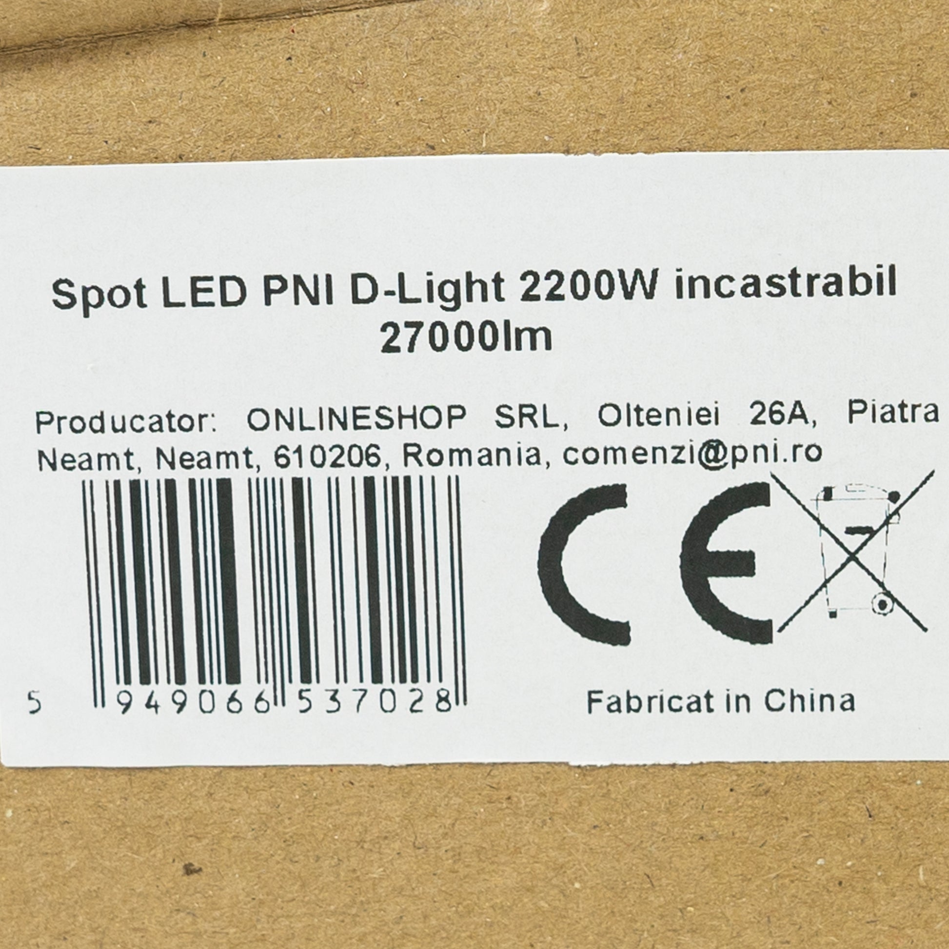 Spot LED PNI D-Light 2200W  tip High Bay, 200W, 27000lm, 6500K, alimentare 230 V, IP65, pentru iluminat industrial in spatii cu inaltime mare