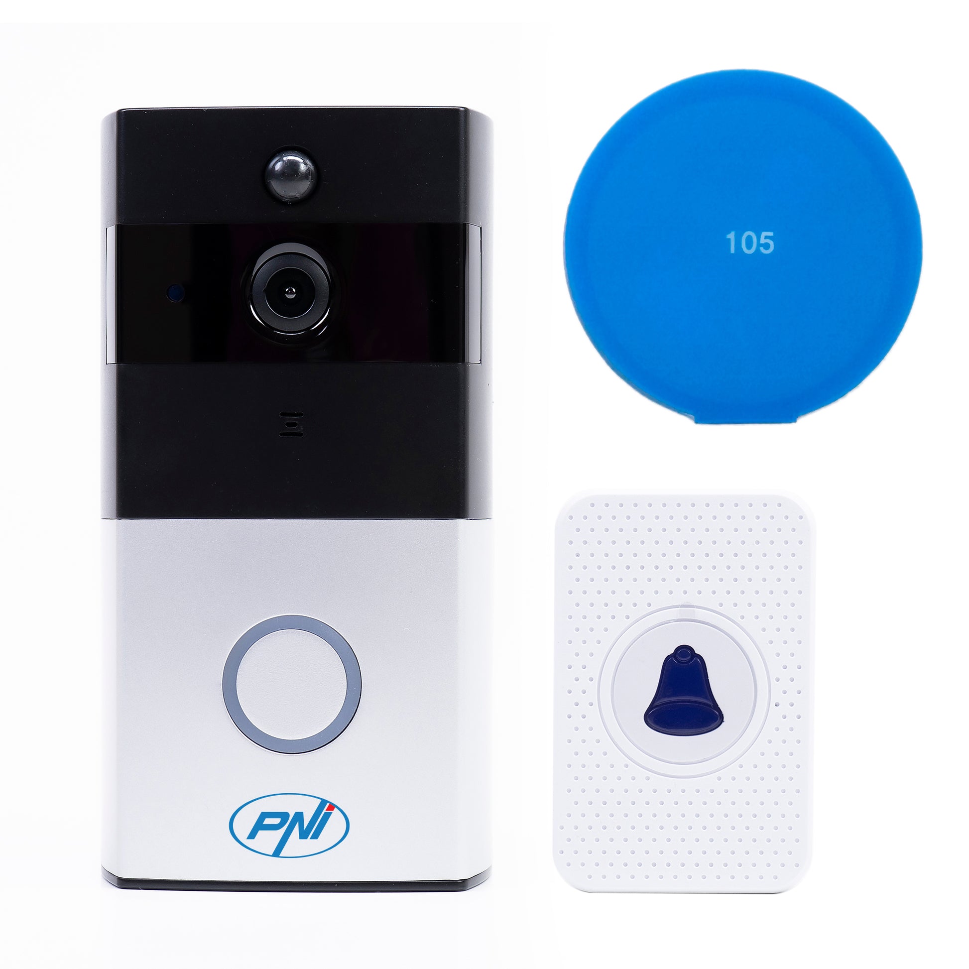 Interfon video inteligent PNI SafeHome PT710B, WiFi, HD, P2P, aplicatie dedicata Tuya Smart, cu sticky Pad Blue inclus