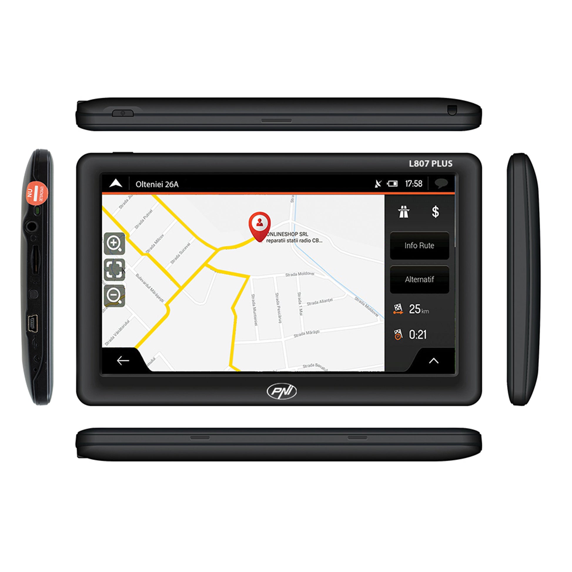 Sistem de navigatie GPS PNI L807 PLUS ecran 7 inch, 800 MHz, 256MB DDR, 8GB memorie interna, cu parasolar inclus