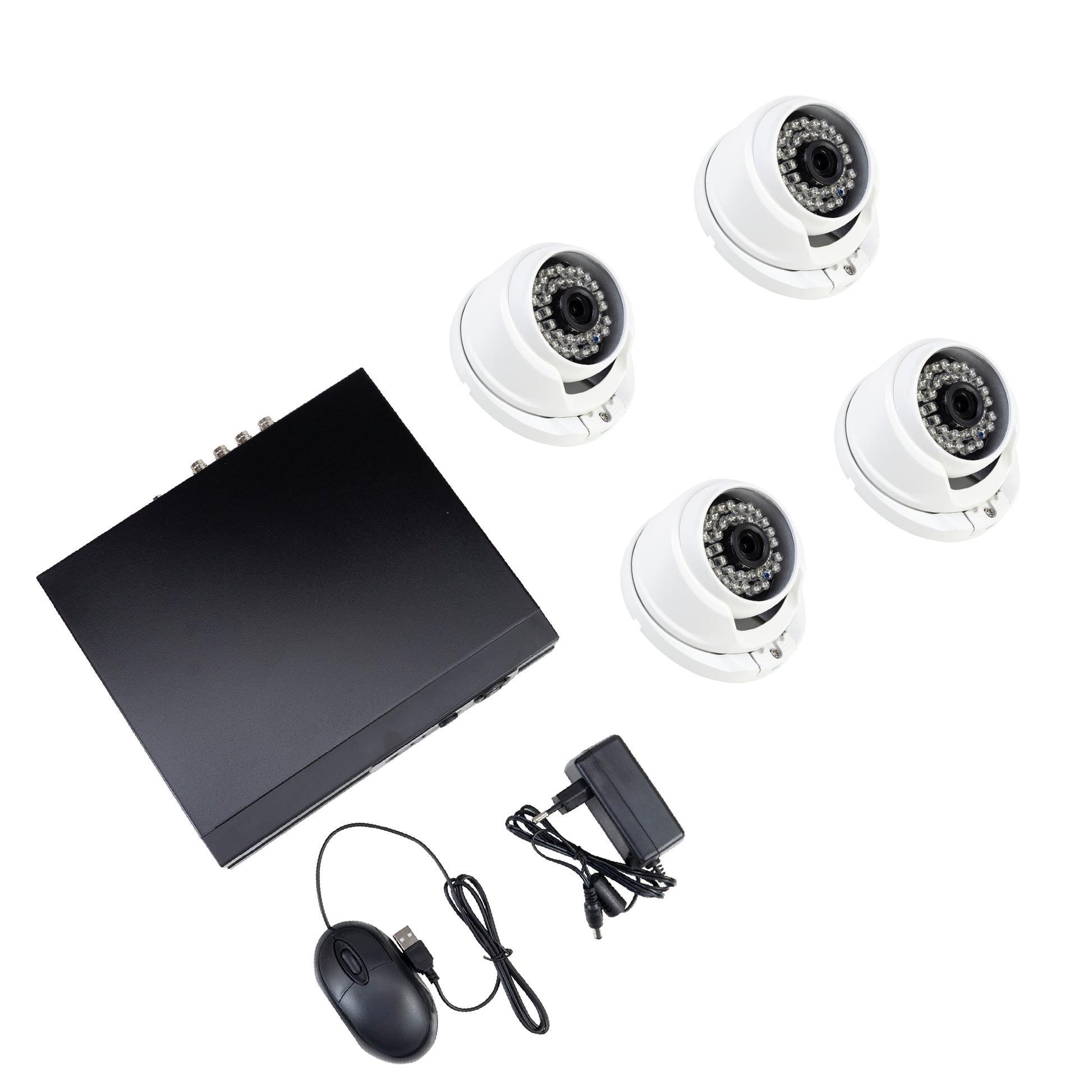 Pachet supraveghere video AHD PNI House AHD880, 8 canale, 5MP - DVR/NVR si 4 camere exterior AHD25, 5MP, dome, IP66