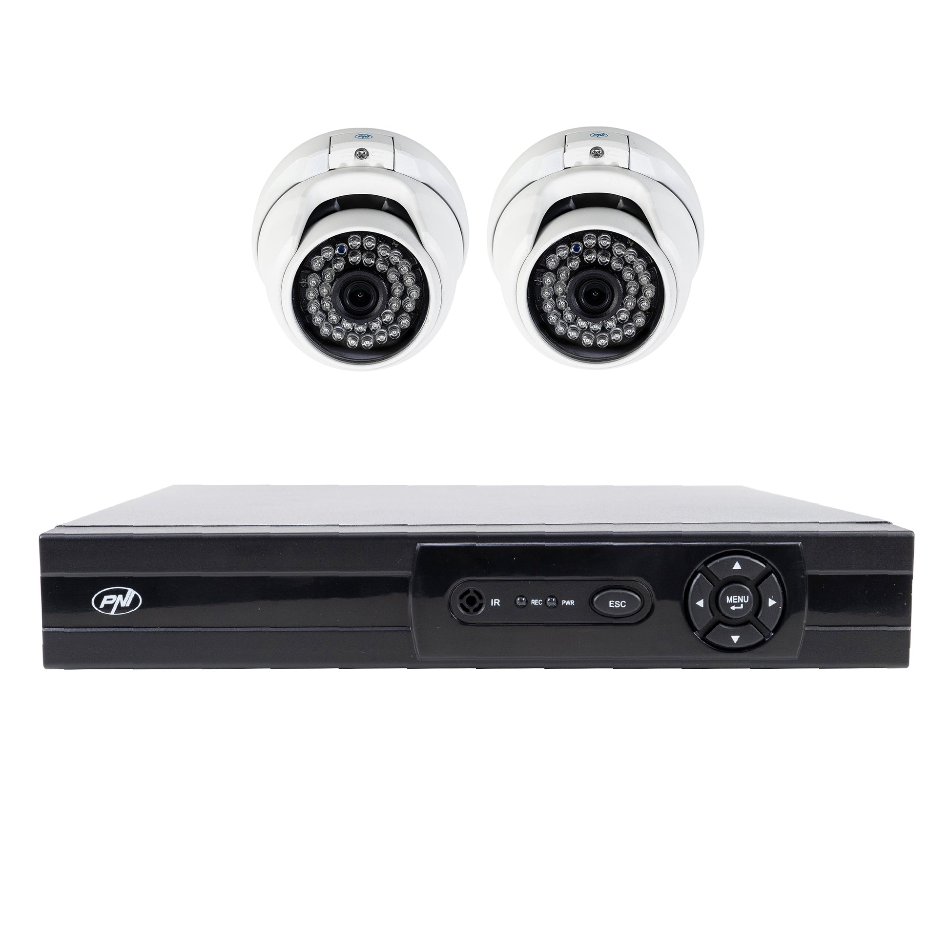 Pachet supraveghere video AHD PNI House AHD880, 8 canale, 5MP - DVR/NVR si 2 camere exterior AHD25, 5MP, dome, IP66