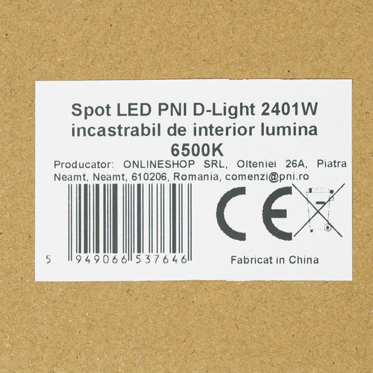 Spot LED PNI D-Light 2401W, incastrabil, 24W, 6500K, 295mm, pentru interior, alb