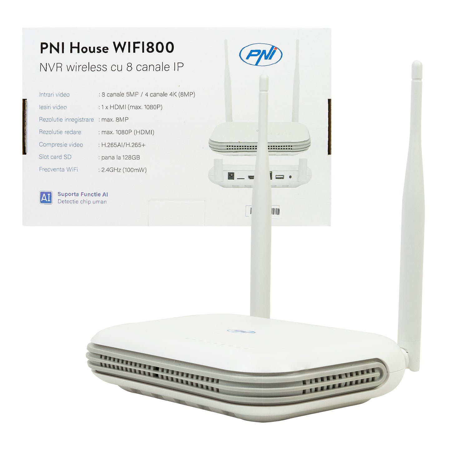 NVR wireless PNI House WIFI800 8 canale 5MP sau 4 canale 4K 8MP prompt vocal
