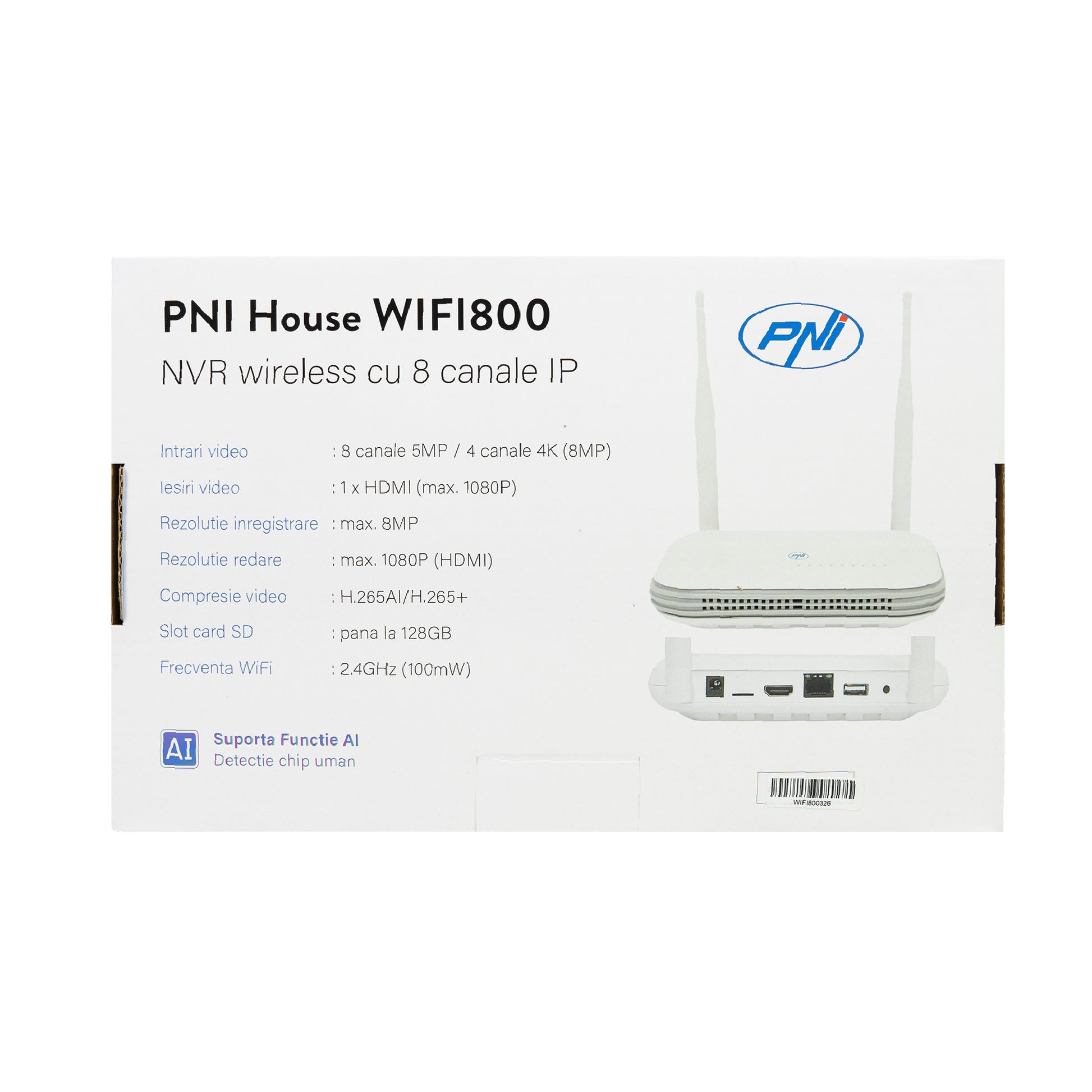 NVR wireless PNI House WIFI800 8 canale 5MP sau 4 canale 4K 8MP prompt vocal