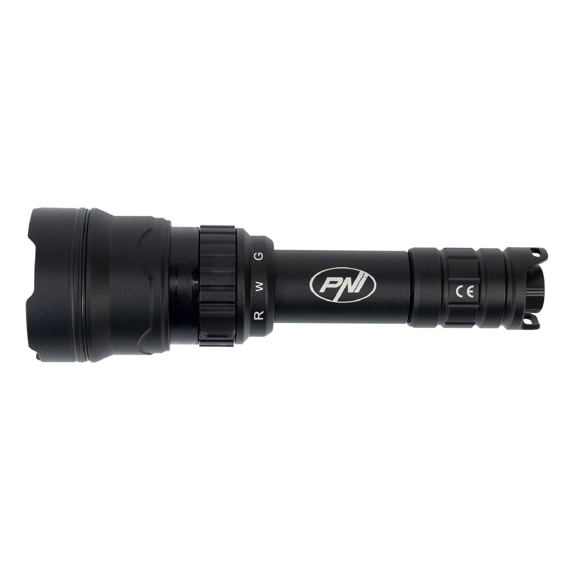 Lanterna PNI Adventure F300 cu LED in 3 culori, alb, rosu, verde, max. 10W, IPX6, distanta 536 m, flux luminos 540 lm, acumulator 18650 3000mAh inclus, incarcator pentru acumulator inclus, functie zoom si dimming