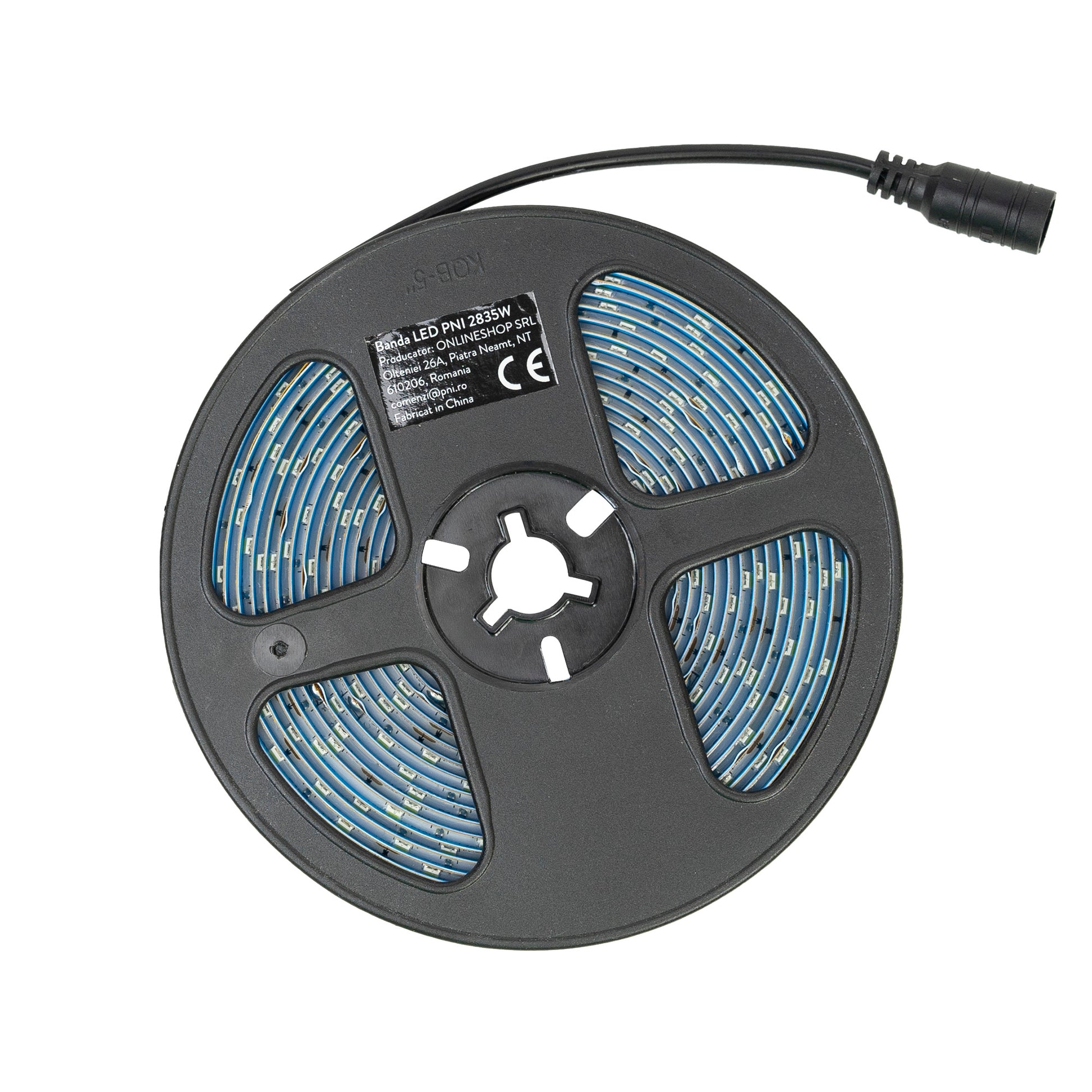 Banda LED PNI 2835W, 300 LED-uri, alb rece 6000K, 860lm, dimabil, buton touch, alimentator 230V, silicon, 5 metri, IP65