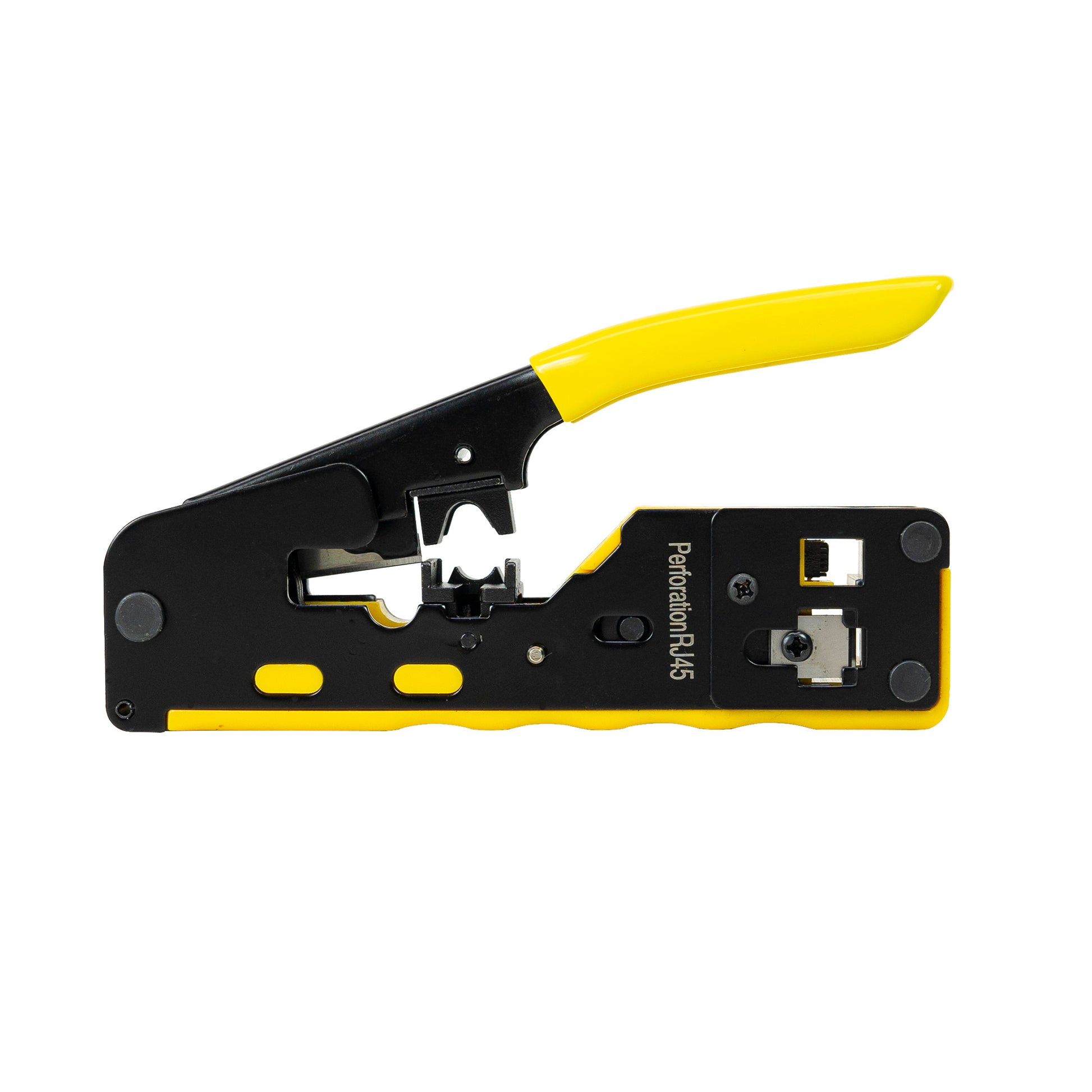 Cleste PNI SR7 pentru taiat, dezizolat cablu si sertizat mufe RJ12, RJ45 CAT5, CAT6, CAT7 CAT8 galben