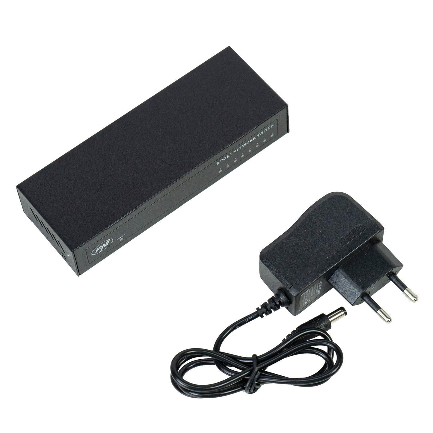 Switch PNI SW08 cu 8 porturi 10/100 Mbps, carcasa metalica, fara ventilator, plug & play, protectie fulger 4KV