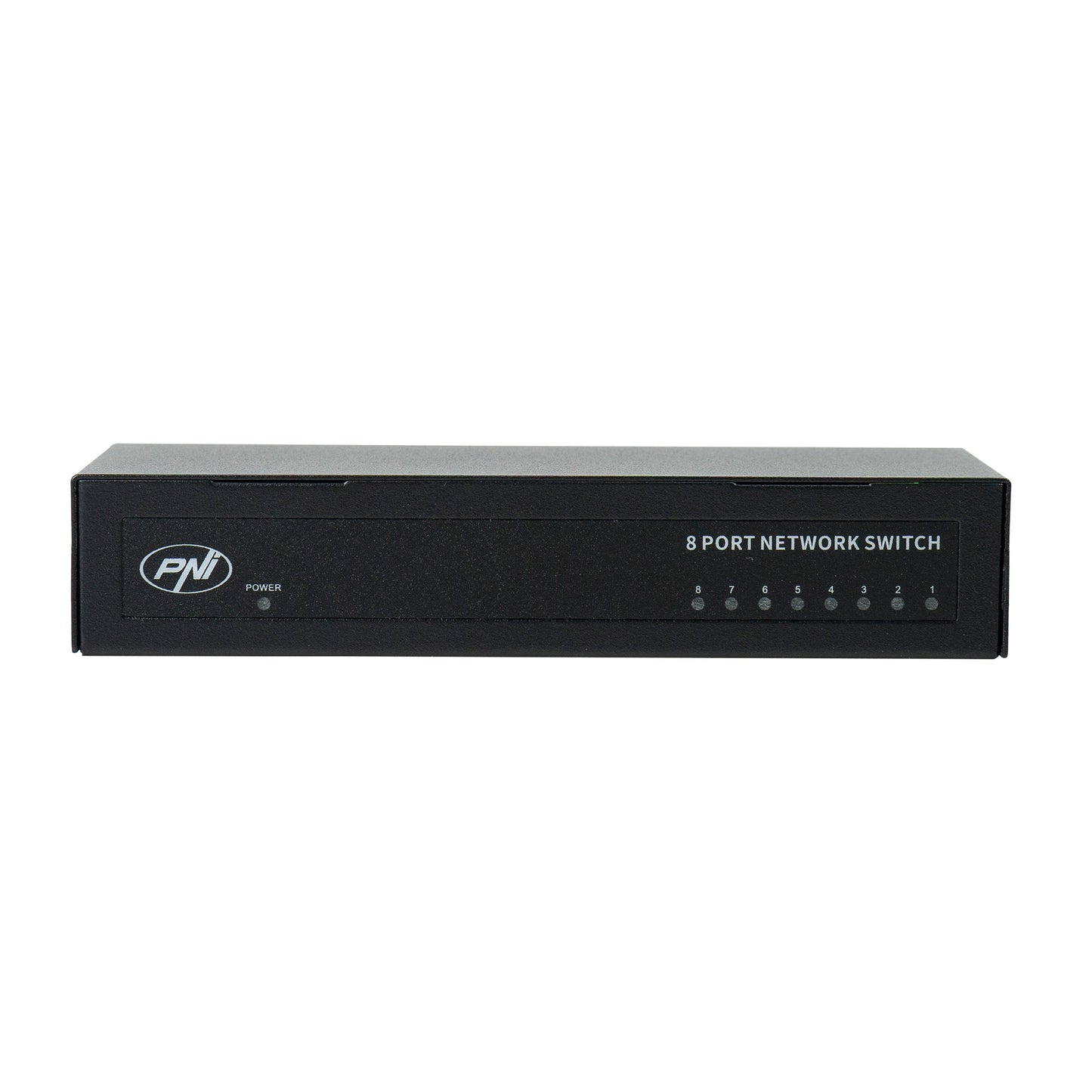 Switch PNI SW08 cu 8 porturi 10/100 Mbps, carcasa metalica, fara ventilator, plug & play, protectie fulger 4KV