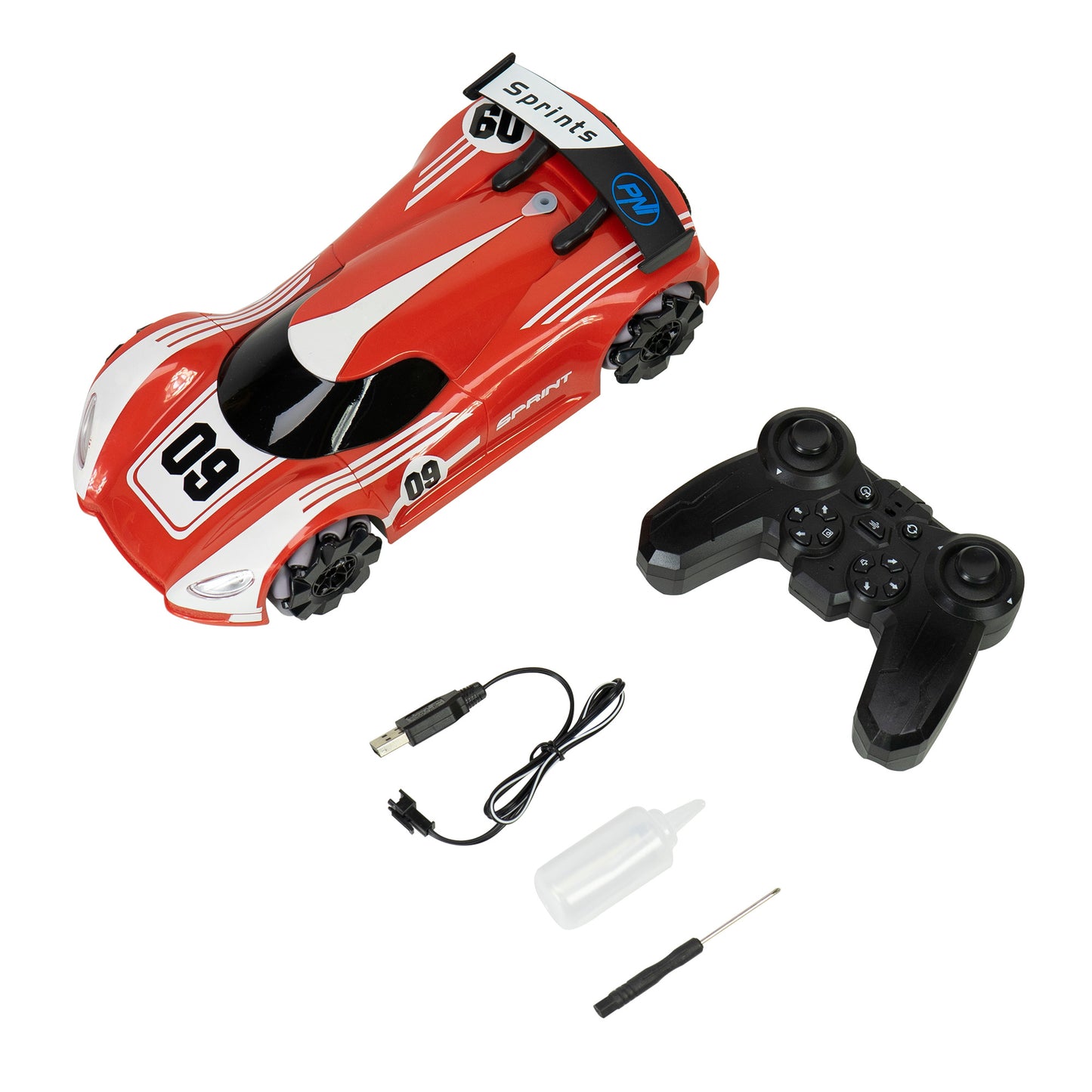 Jucarie masinuta sport Silvercloud RedOne cu telecomanda,  cu efect &#34;fum&#34; si LED-uri, acumulator de rezerva 1500mAh, miscari omnidirectionale, rosu