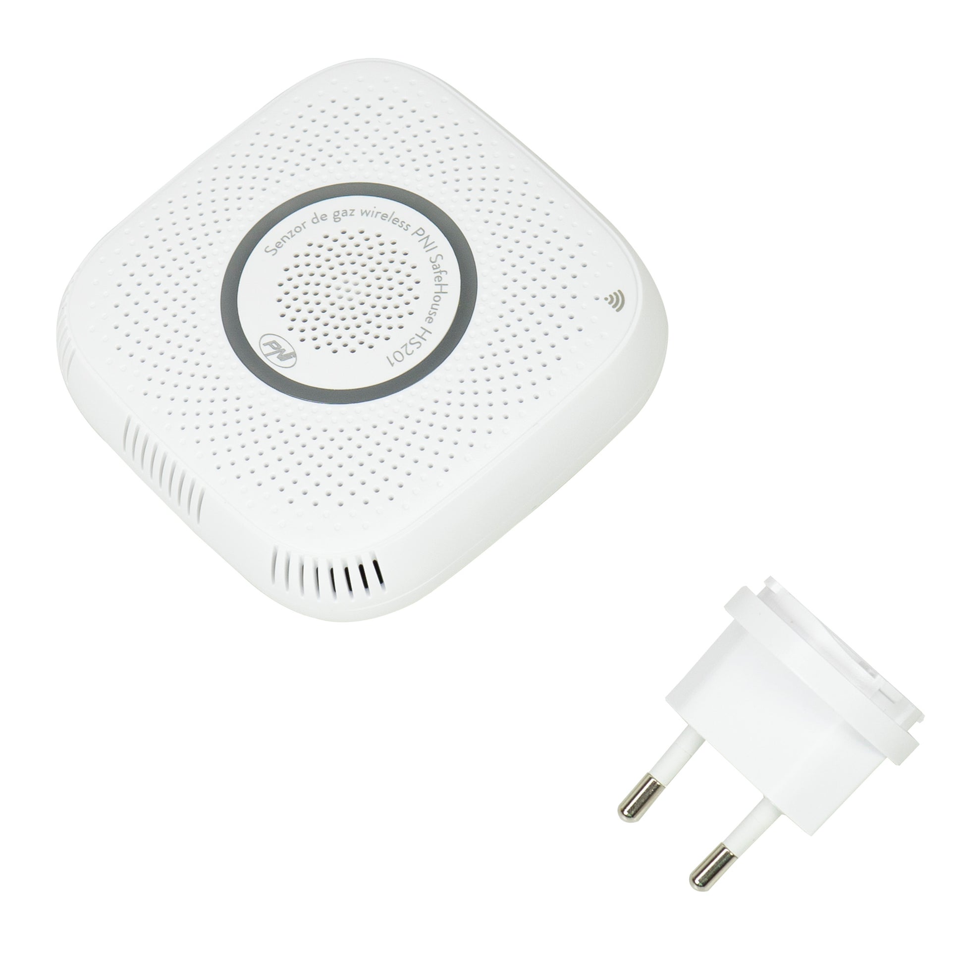 Senzor de gaz metan (CH4) PNI SafeHouse HS201 cu Wi-Fi, control din aplicatia Tuya Smart, alimentare 230V, 70dB, prompt vocal, alarma sonora si vizuala