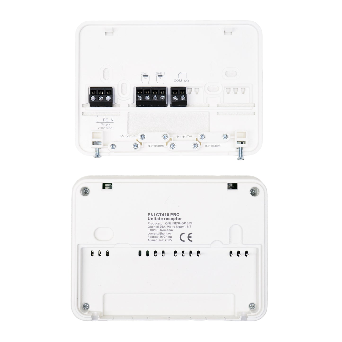 Termostat inteligent PNI CT410 PRO histeresis ± 0.1°C fara fir, cu WiFi, control 2 zone prin Internet, pentru centrale termice, pompe, electrovalve, APP TuyaSmart