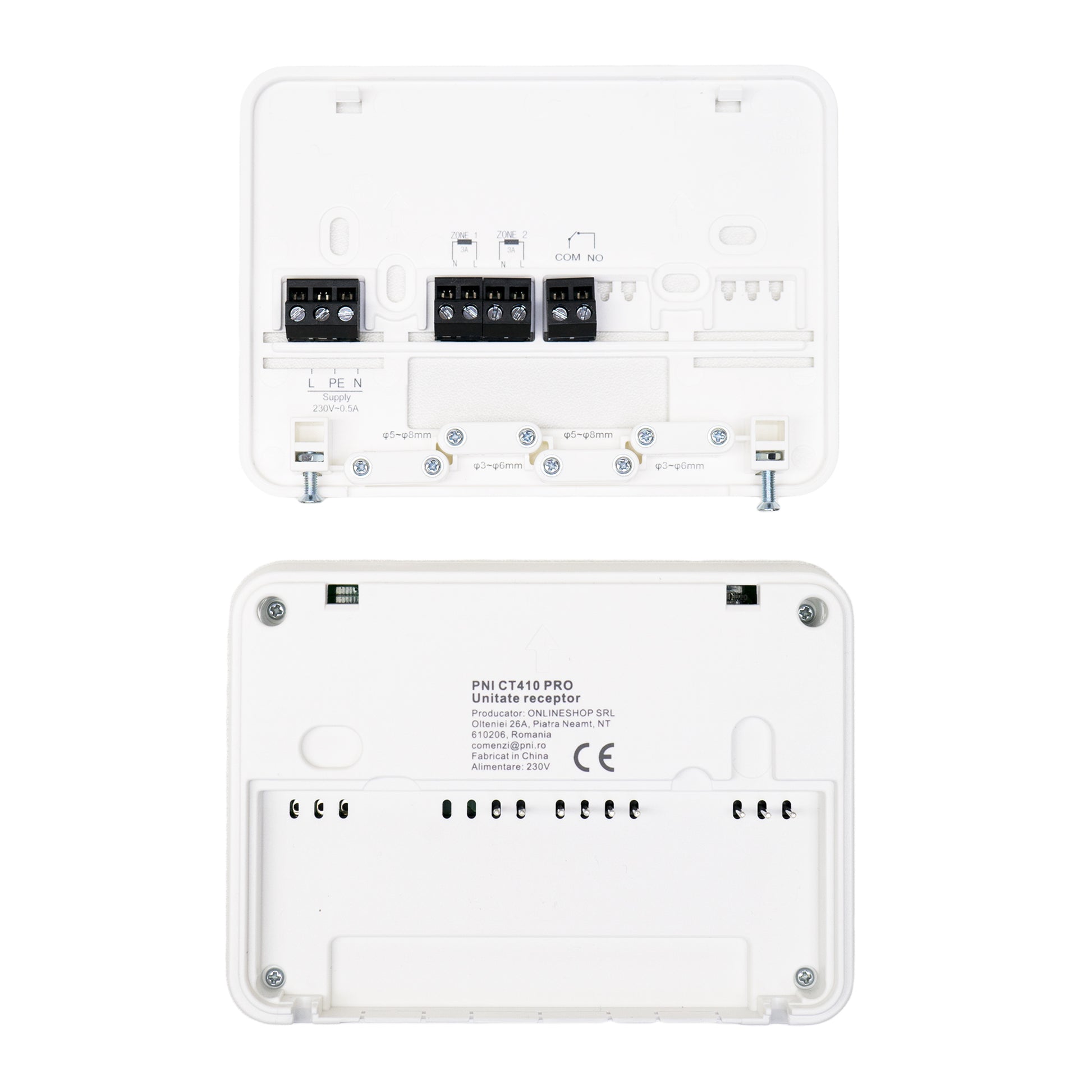 Termostat inteligent PNI CT410 PRO histeresis ± 0.1°C fara fir, cu WiFi, control 2 zone prin Internet, pentru centrale termice, pompe, electrovalve, APP TuyaSmart