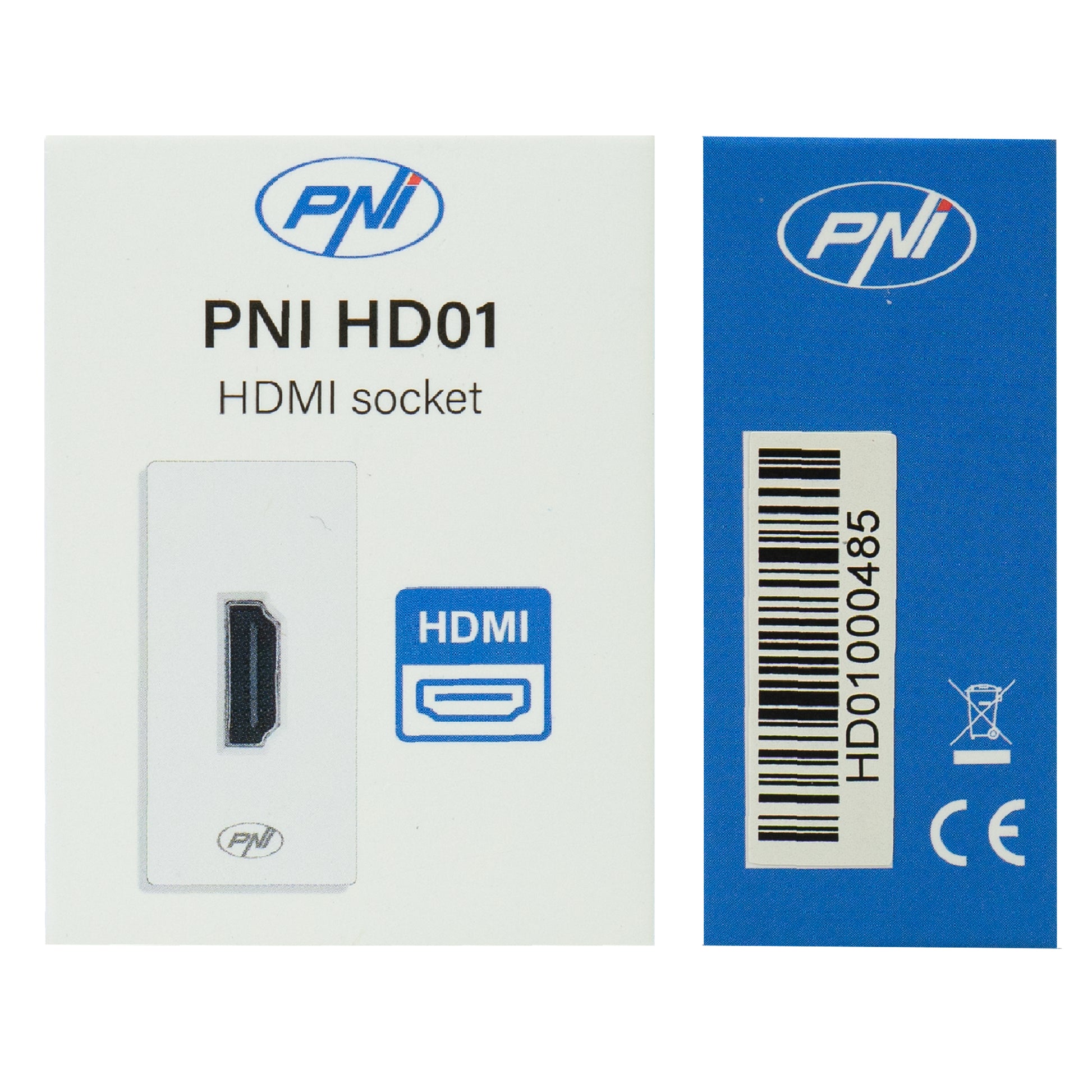 Priza HDMI PNI HD01 modulara, montaj incastrat, alb
