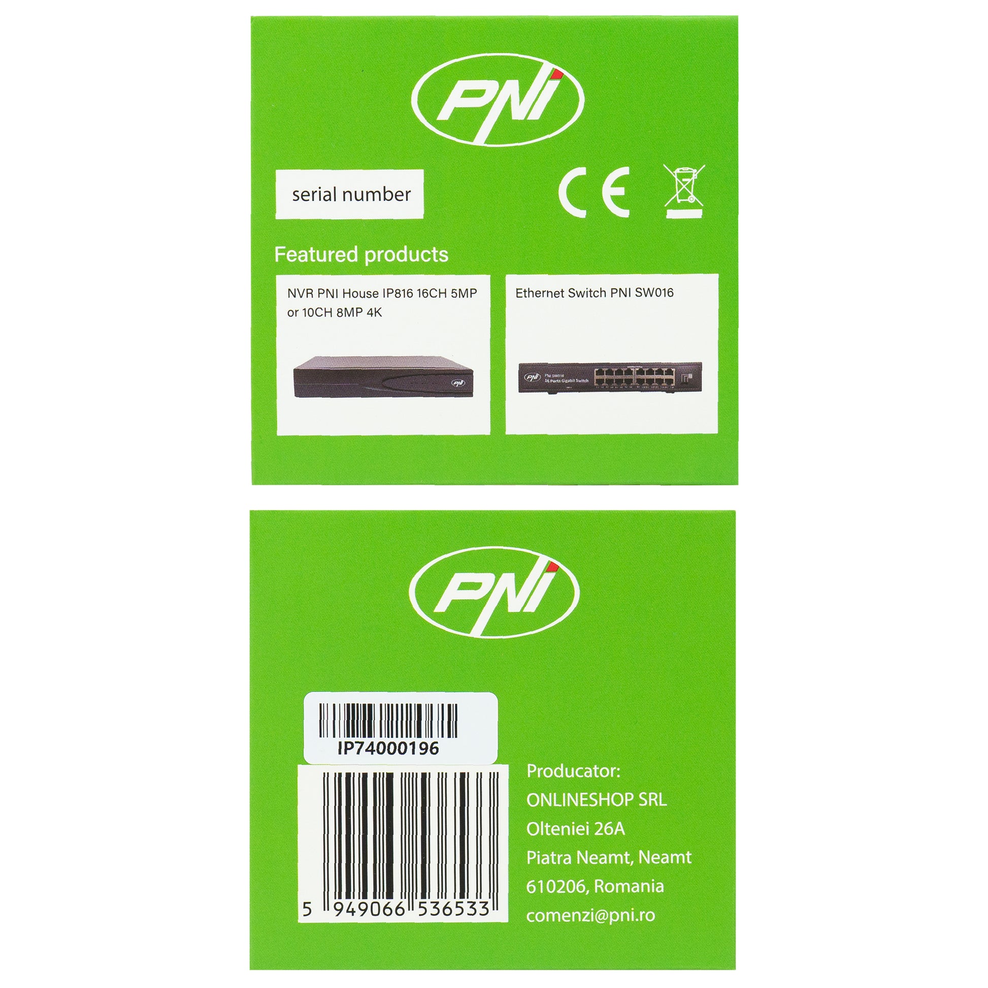 Camera supraveghere video PNI IP740 4MP, 6 LED-uri IR, IP66, alb atât cu NVR, cât și stand alone rezoluție 4MP 2560 x 1440 px prin APP HiAi sau compatibila cu NVR PNI IP816