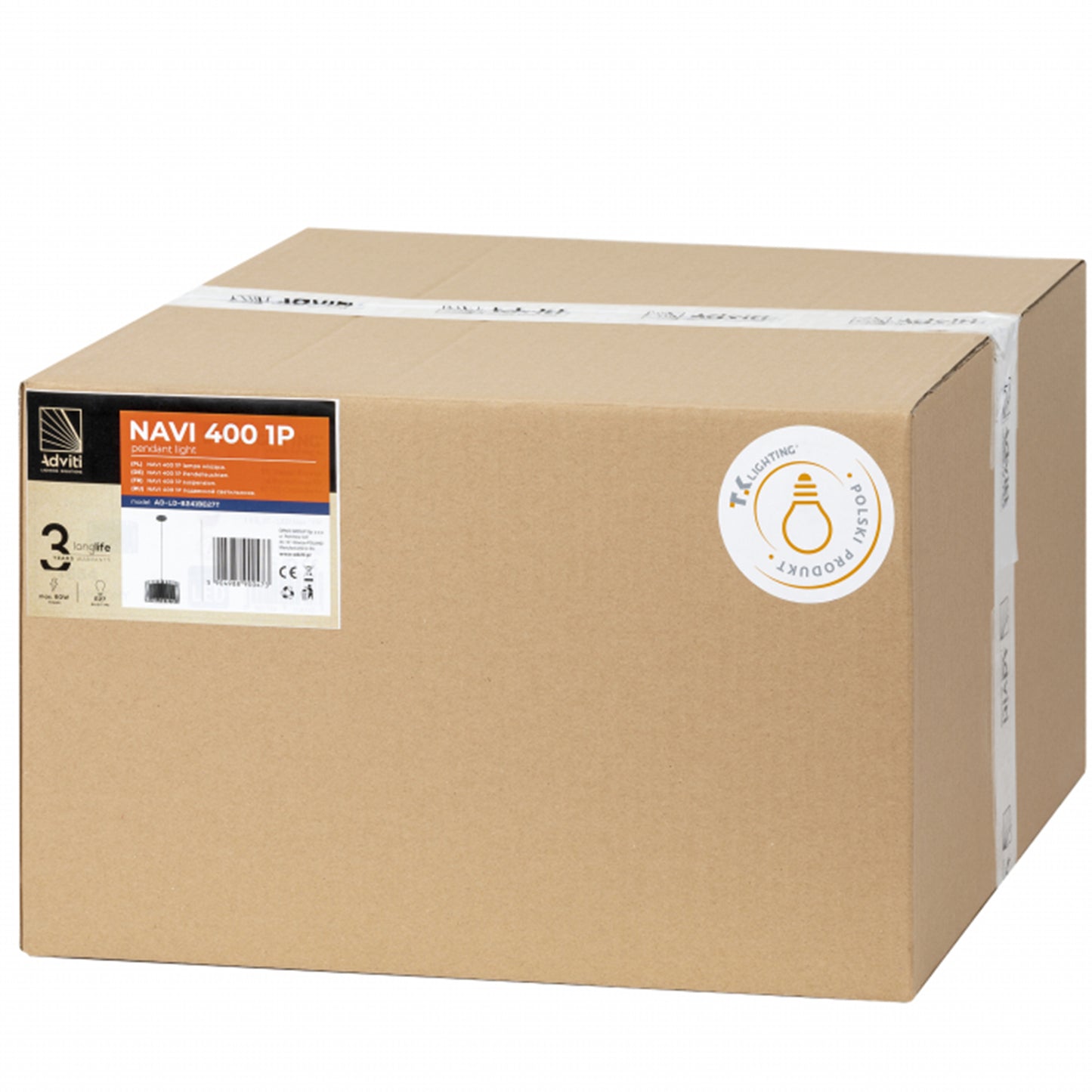 Corp de iluminat suspendat ADVITI NAVI 400 1P AD-LD-6241BE27T, E27, maxim 60W, negru