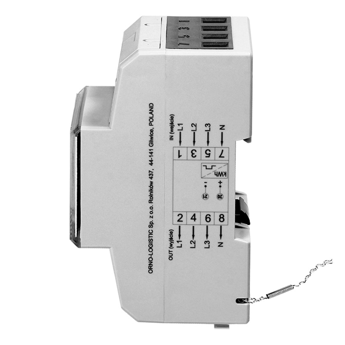 Contor trifazic ORNO OR-WE-520, 80A, certificare MID, 3 faze, 230V, clasa de masurare B, frecventa de impuls 800 imp/kWh, IP51, gri