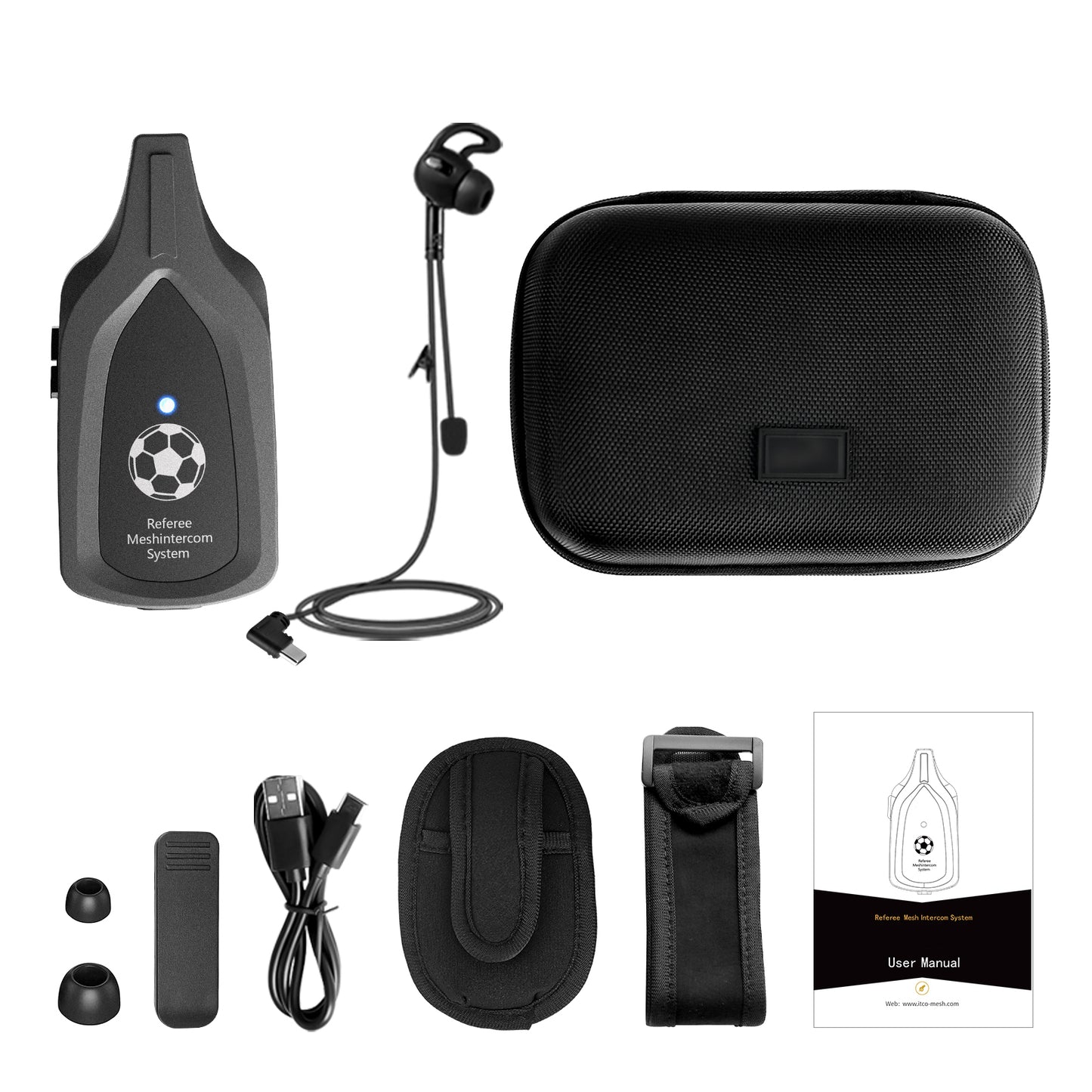 Sistem comunicare intercom PNI REF06 Mesh pentru arbitri, maxim 6 canale, casti incluse, IP67