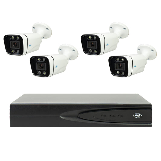 Pachet supraveghere video NVR POE PNI House IP810, 4 camere PNI IP8POE, 8MP si cabluri incluse