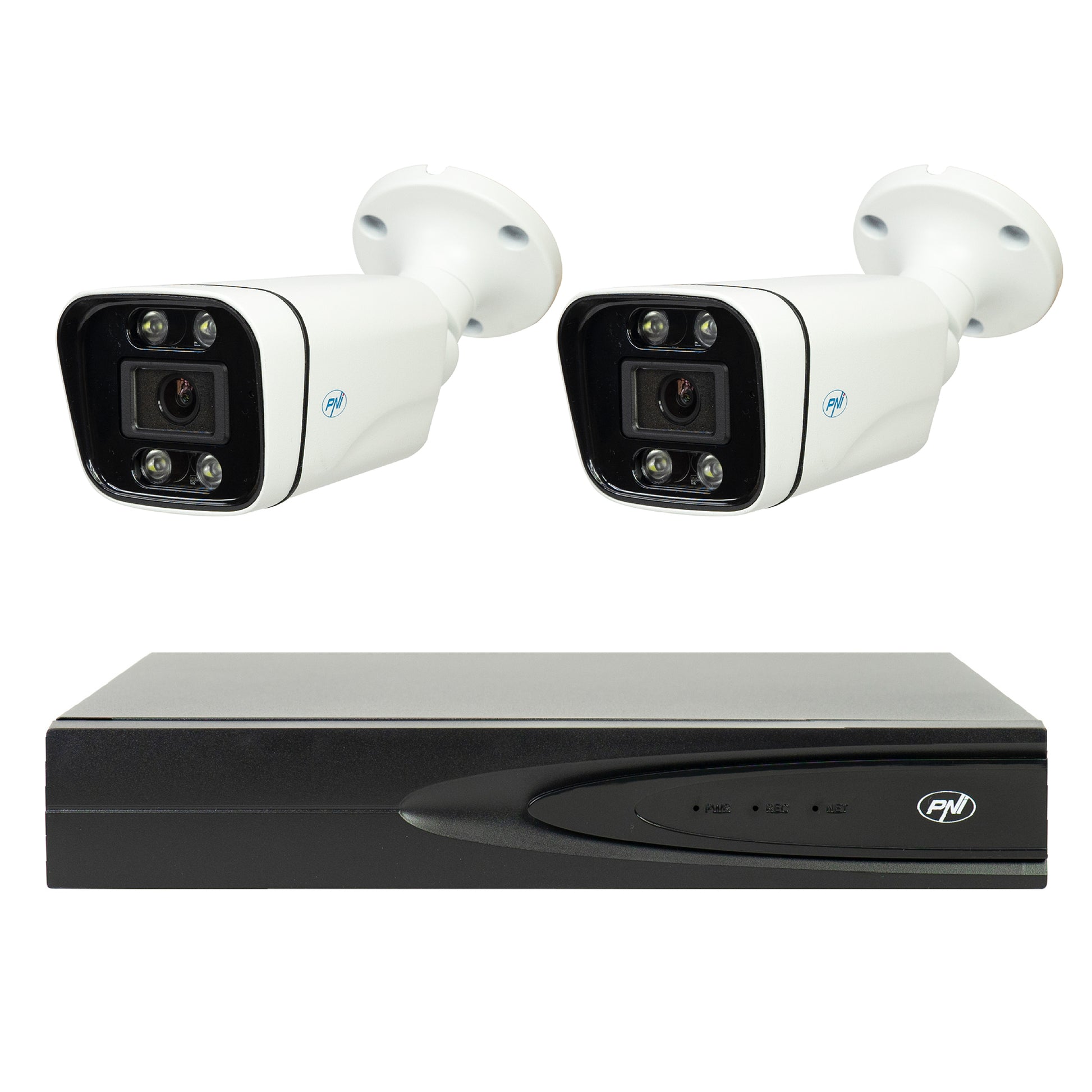 Pachet supraveghere video NVR POE PNI House IP810, 2 camere PNI IP8POE, 8MP si cabluri incluse