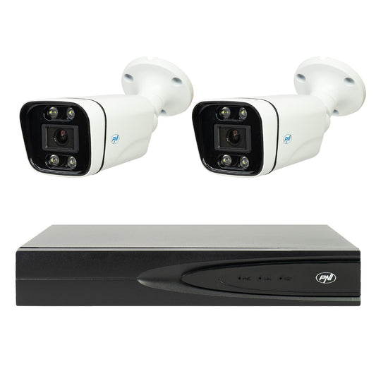 Pachet supraveghere video NVR POE PNI House IP810, 2 camere PNI IP8POE, 8MP si cabluri incluse