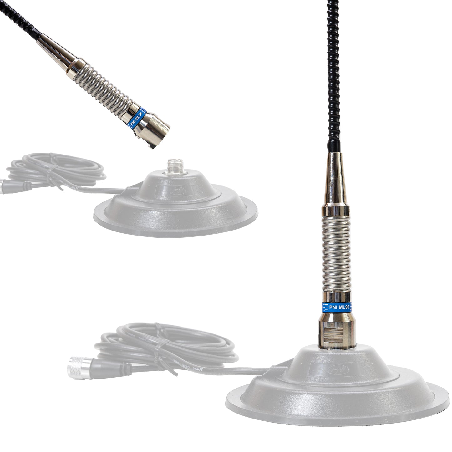 Bax 50 bucati antene CB PNI ML90 26-30MHz, 71 cm, 150W, fara cablu, compatibila cu orice conexiune PL259