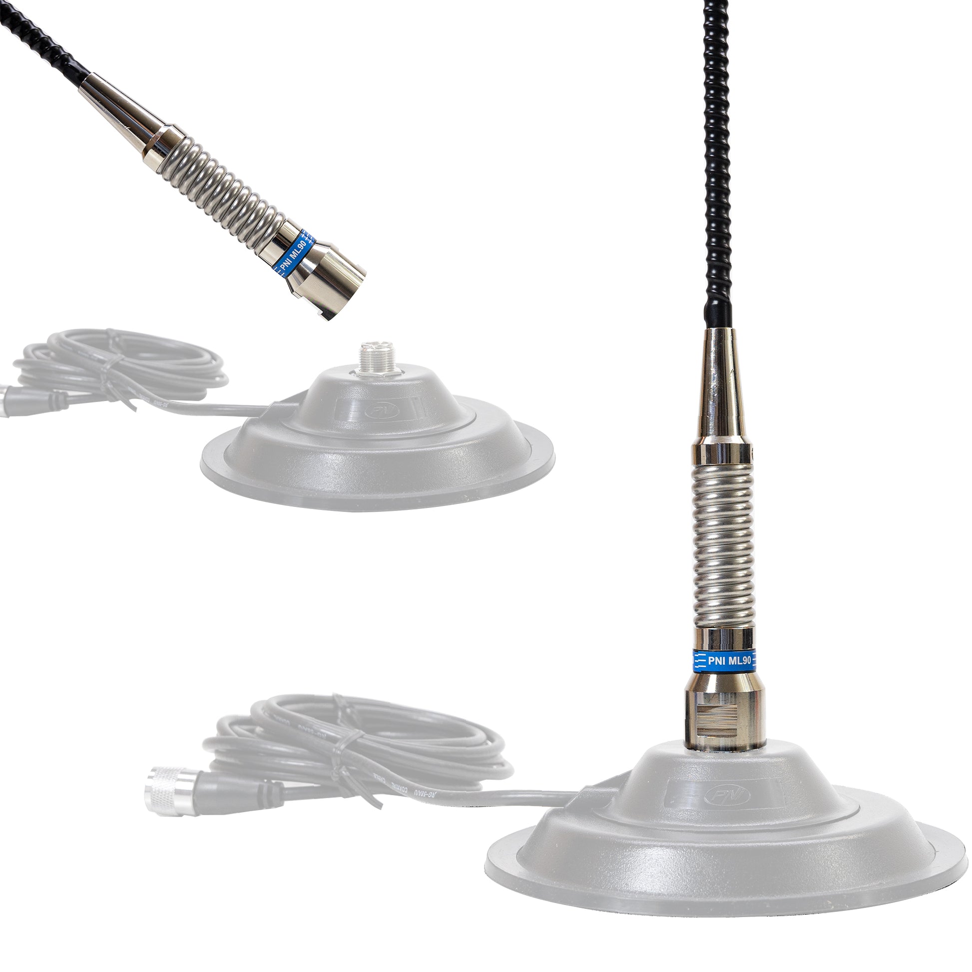Bax 50 bucati antene CB PNI ML90 26-30MHz, 71 cm, 150W, fara cablu, compatibila cu orice conexiune PL259