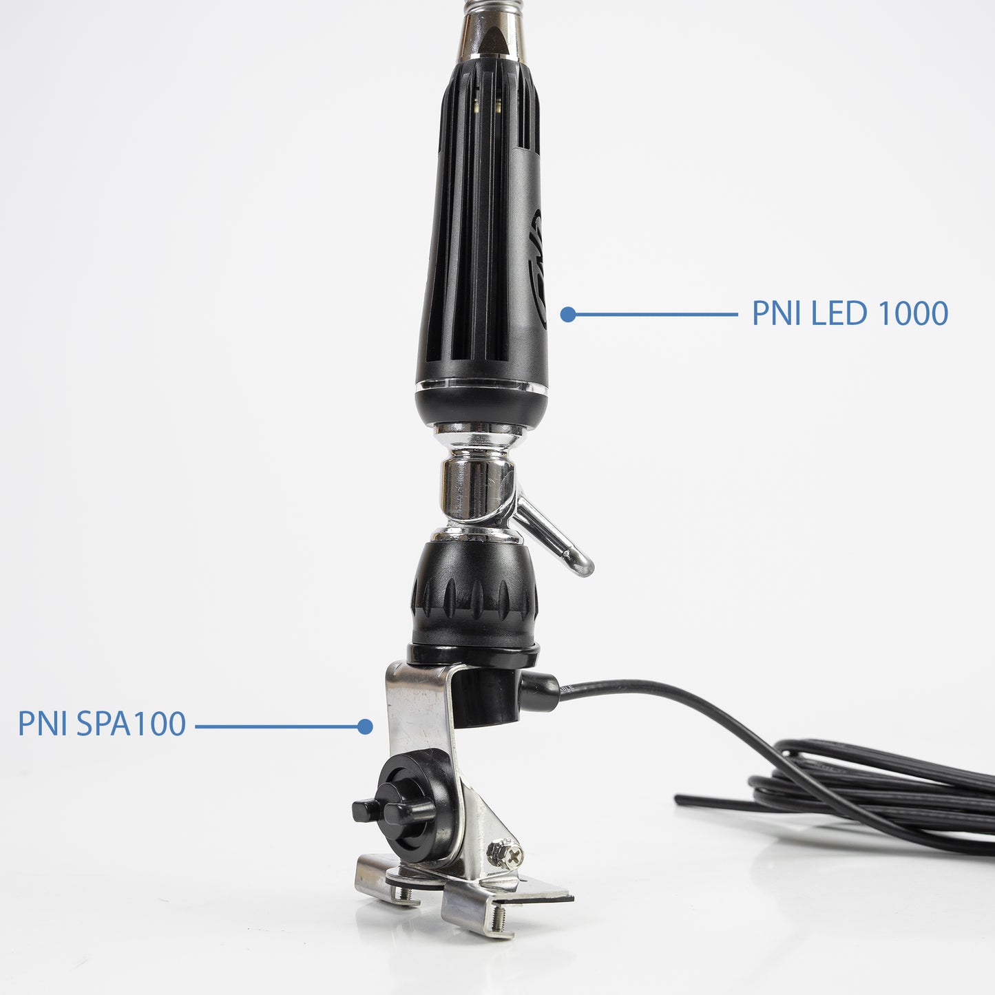 Bax 30 bucati antene CB PNI LED 1000 rabatabila, 80 cm lungime, cu cablu si montura fixa tip fluture, 26-30 MHz, 300 Watt, ilumineaza in timpul emisiei