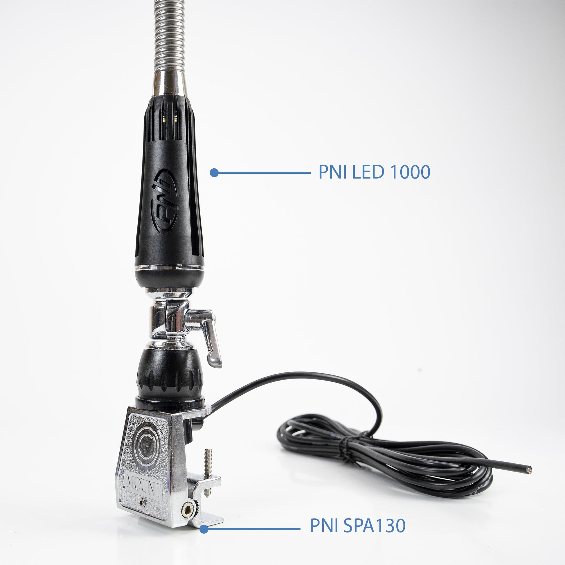 Bax 30 bucati antene CB PNI LED 1000 rabatabila, 80 cm lungime, cu cablu si montura fixa tip fluture, 26-30 MHz, 300 Watt, ilumineaza in timpul emisiei