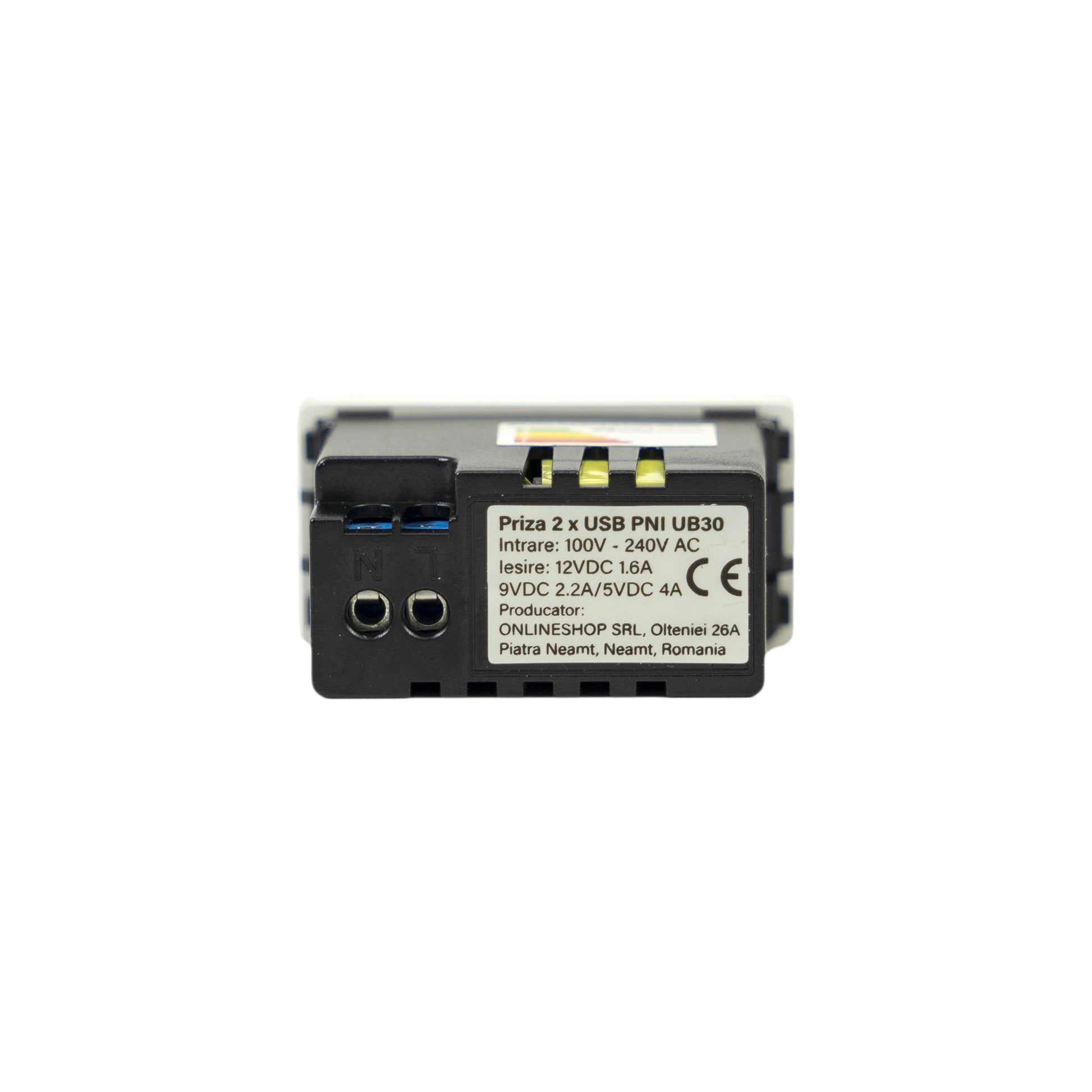 Priza alimentare 2 x USB PNI UB30, USB-A USB-C, 12V/9V/5V, max. 20W, modulara, tip F 1/2, montaj incastrat