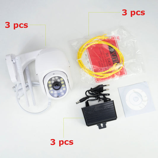 Kit 3bucati Camera supraveghere video wireless PNI IP440 WiFi PTZ, 4MP, zoom digital, slot micro SD, stand-alone, alarma detectie miscare, urmarire miscare