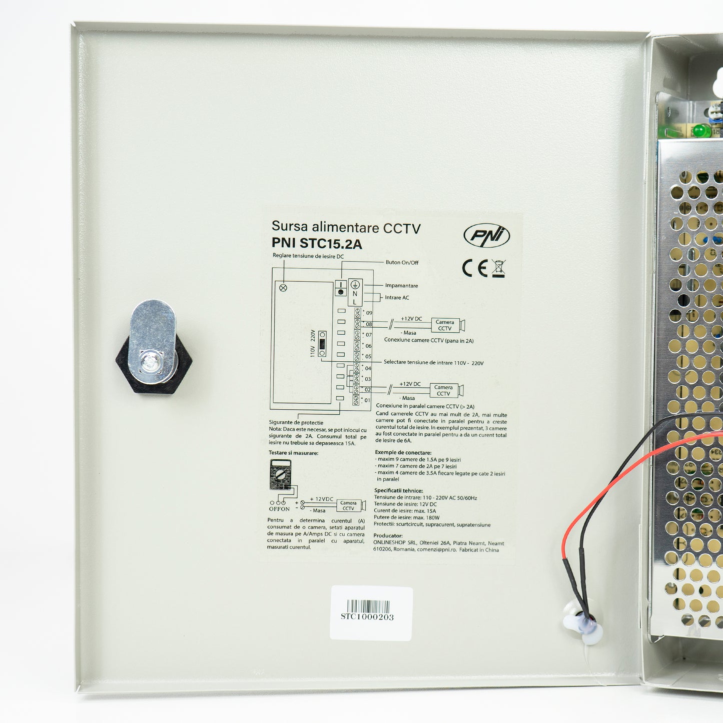 Sursa alimentare CCTV PNI STC15.2A in cutie metalica, 12V 15A 180W, 9 iesiri