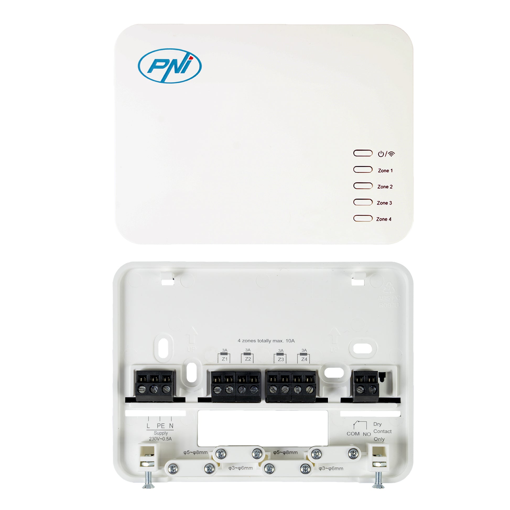 Termostat inteligent PNI CT440 fara fir, cu WiFi, control 4 zone prin Internet, pentru centrale termice, pompe, electrovalve, APP TuyaSmart